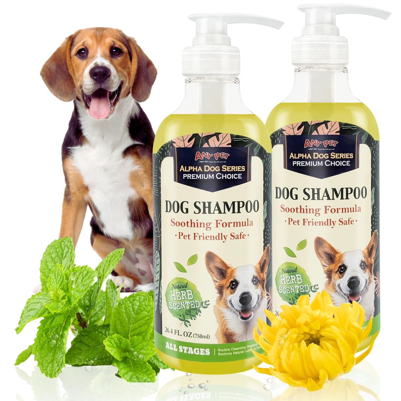Alpha Dog Series - Grooming Natural Herbal Dog Shampoo, pH Balanced Shampoo for Dogs, Moisturizing Soothing Dog Shampoo for Sensitive Skin - 26.4 fl.