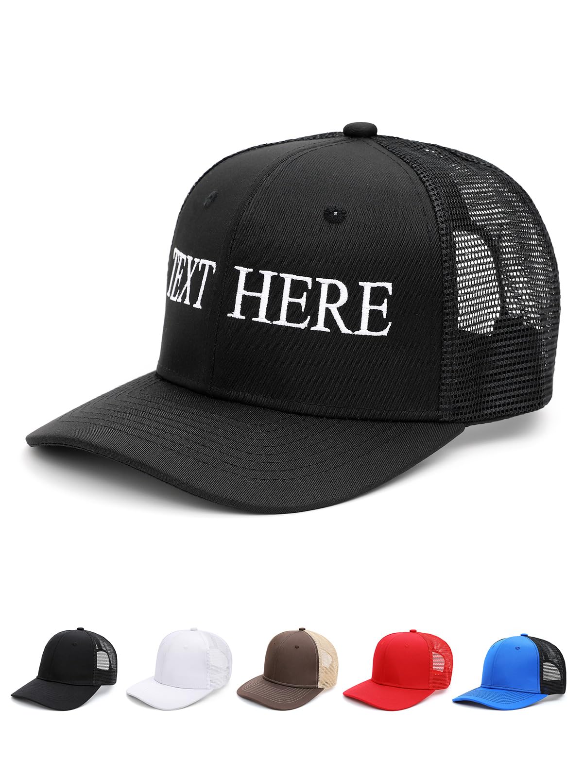 Custom4U Custom Embroidered Baseball Cap Trucker Hat Men Women Text/Logo