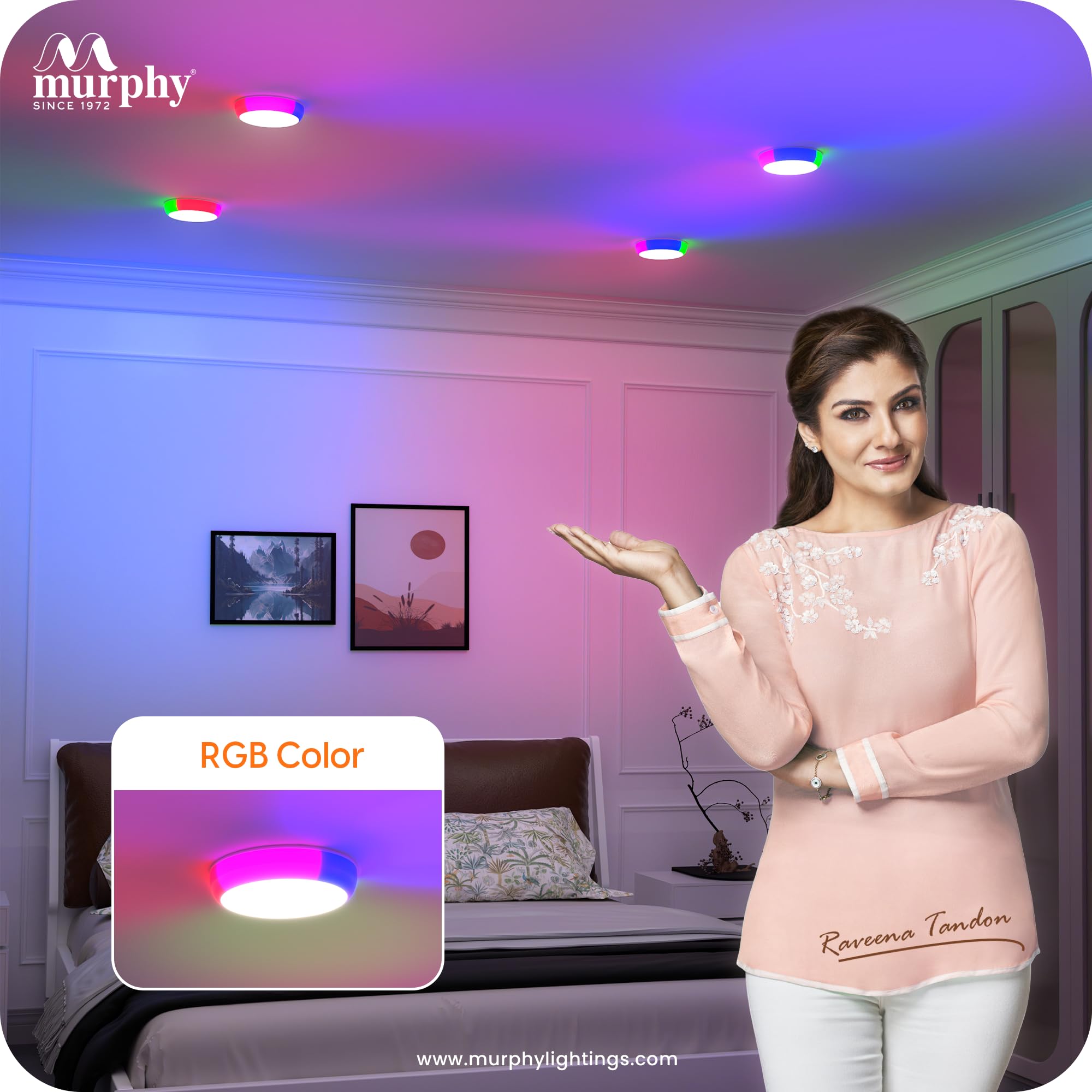 Murphy 2-in-1 7W+7W White + Multi-Color RGB Round LED Junction Box Ceiling Light |High Brightness Energy Saving Decorative Indoor Light | 2-Year Warranty | Pack of 1 4