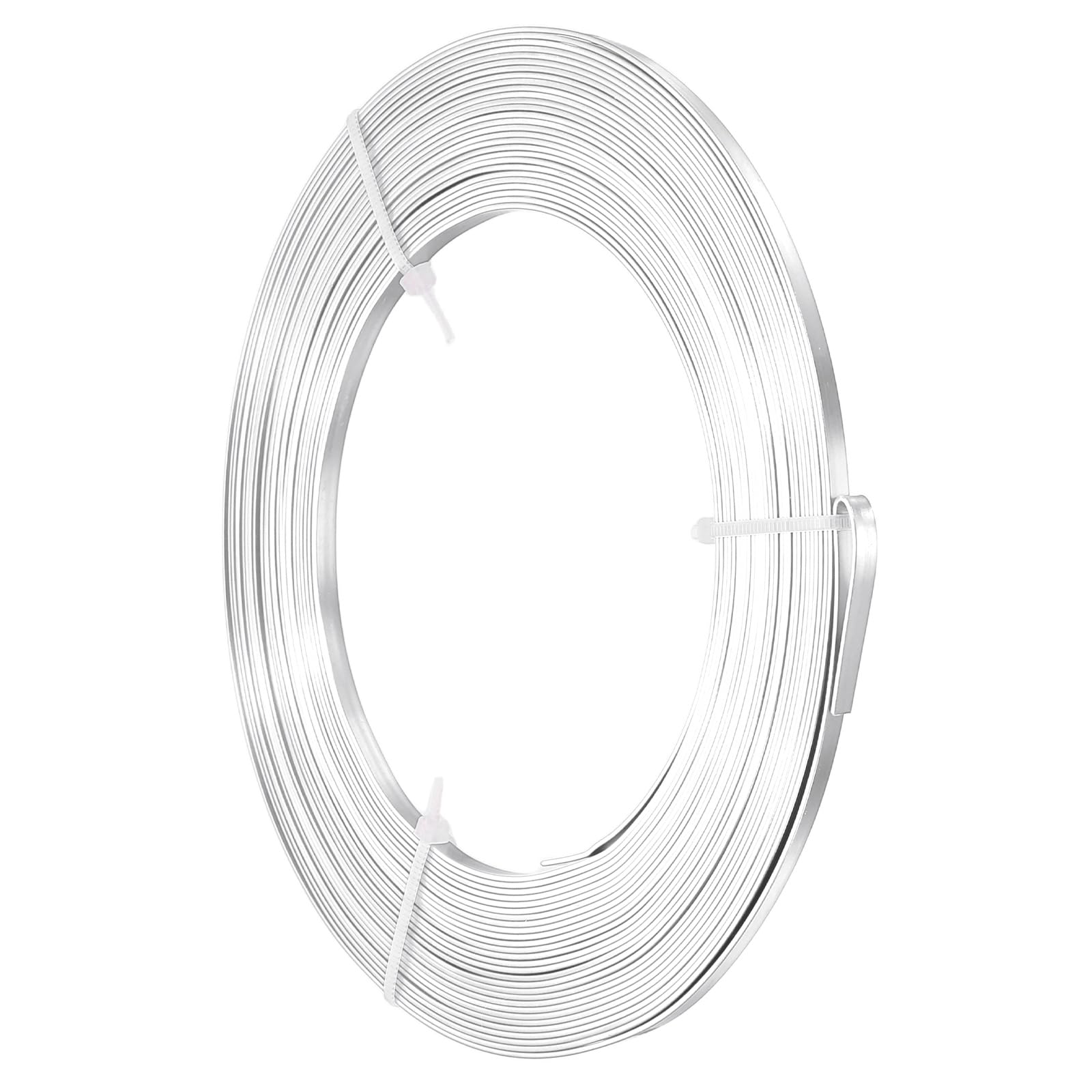 PATIKIL 20 AWG 3.5mm Wide Aluminum Flat Wire, 33Ft 1 Roll Bendable Anodized Aluminum Wire Wide Beading Craft for Jewelry Making Resin Bezel Frame Wrapping, Silver