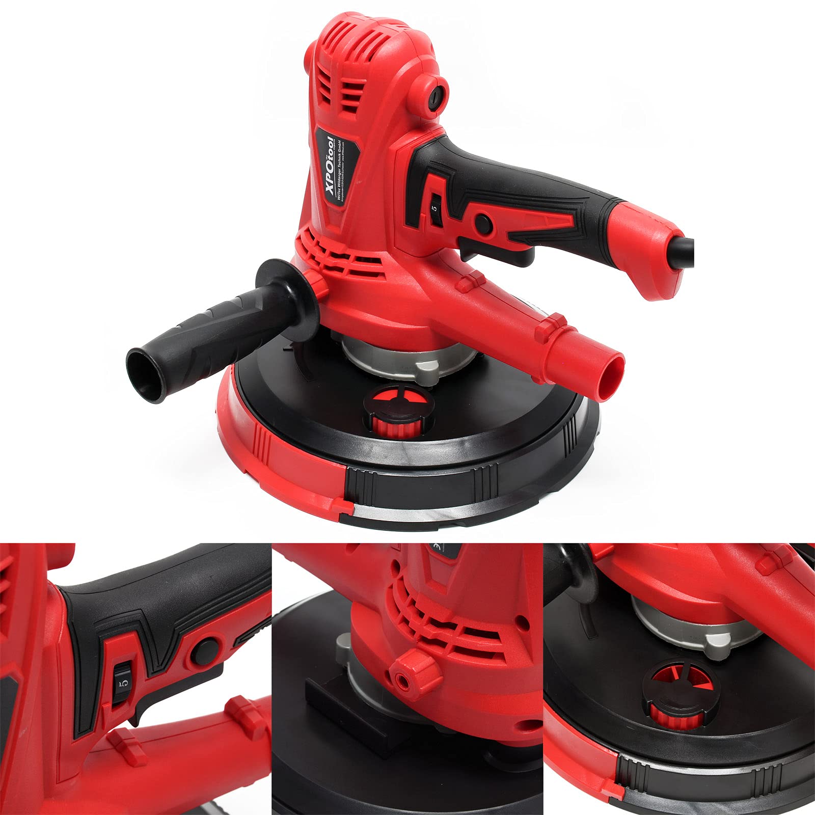 XPOtool Levigatrice 1280W Con aspirazione, disco di levigatura da 215 mm e impugnatura supplementare