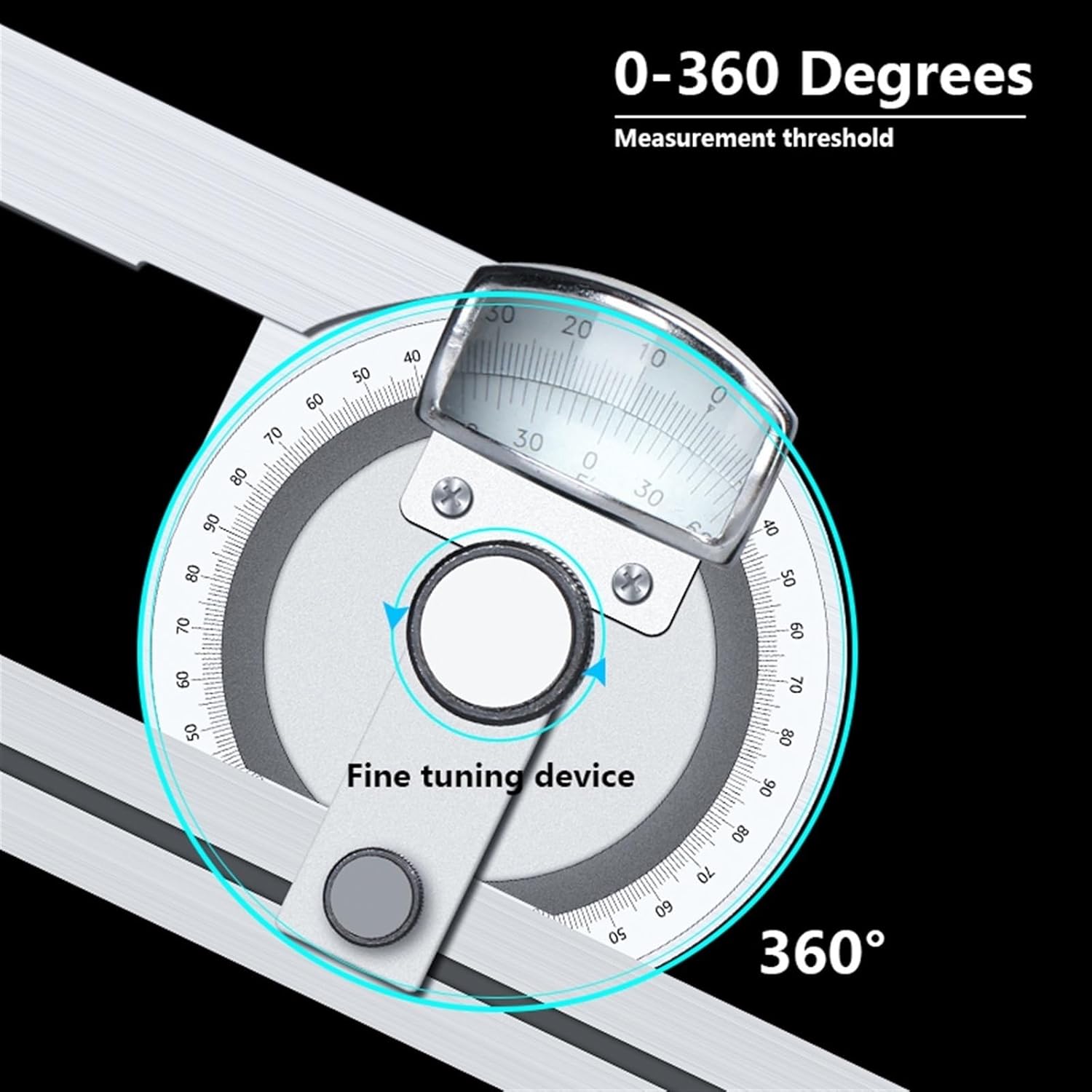 Angle Ruler Protractor 0-360 Dgeree Angle Finder Ruler Measuring Stainless Steel Vernier Capliper Measuring Instrument