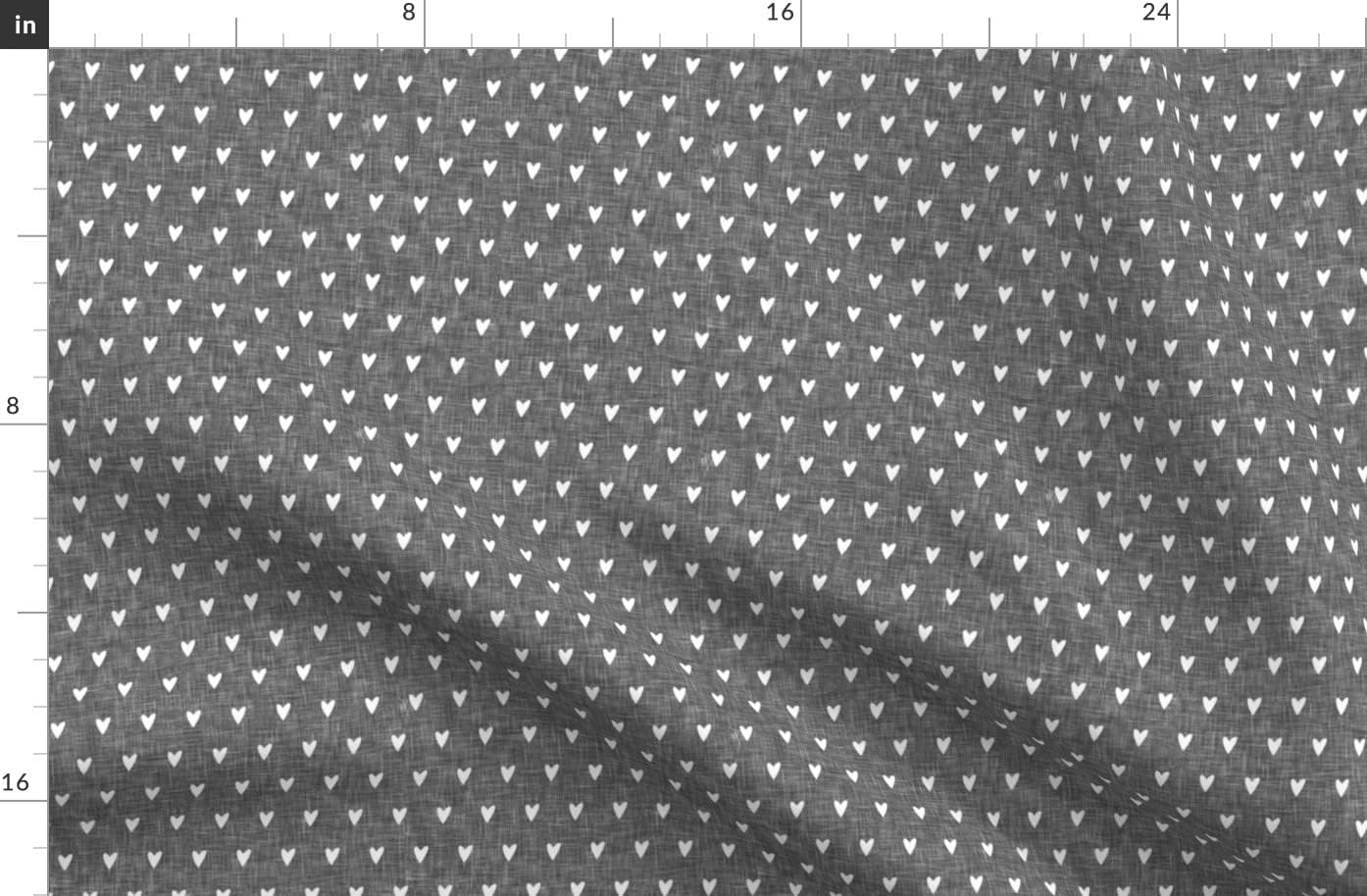 Spoonflower Fabric - Hearts Gray Valentines Day Valentine Monochrome Cute Little Small Printed on Organic Cotton Sateen Fabric by The Yard - Sewing Quilting Apparel Home Decor