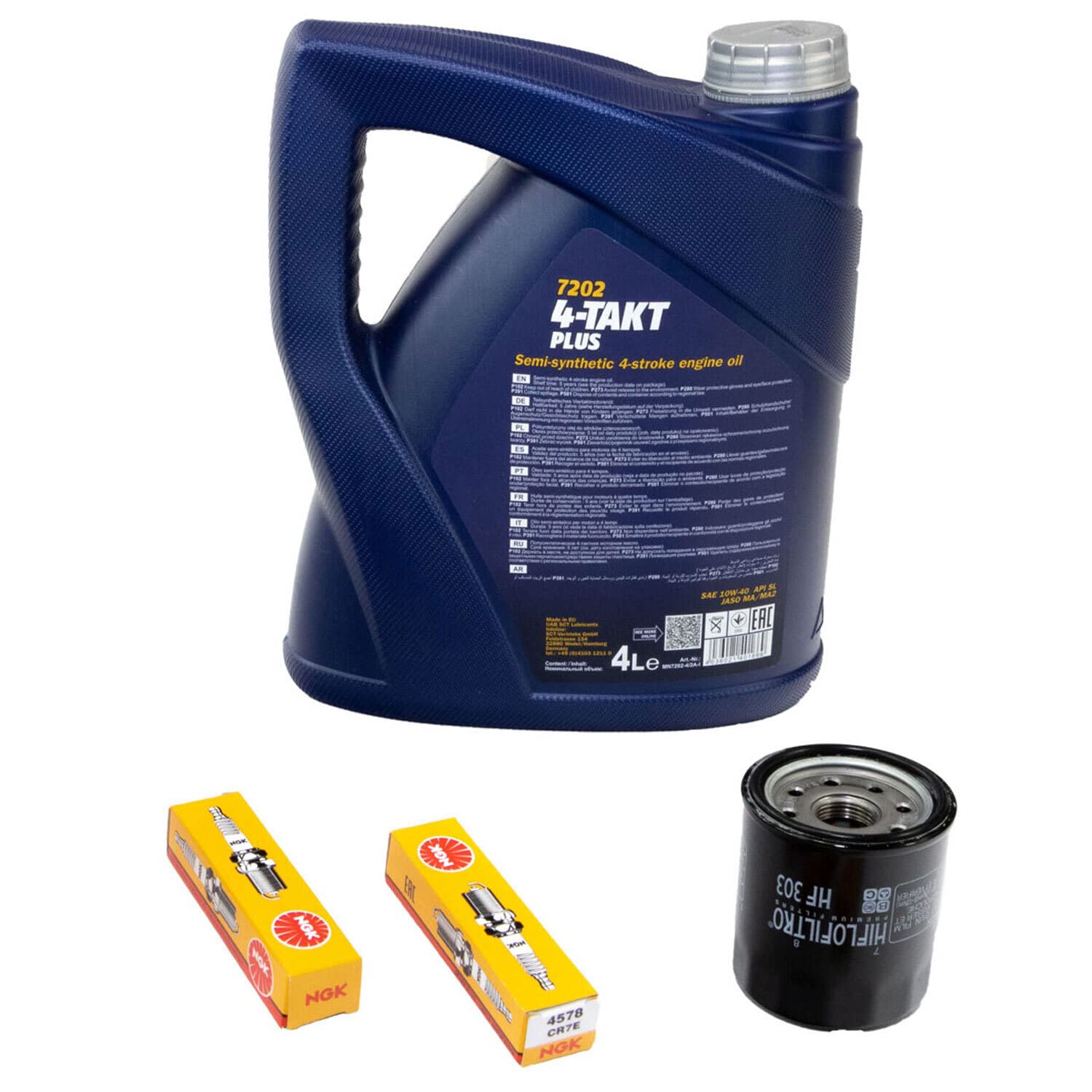 Wartungspaket Öl 4L + Ölfilter + Zündkerzen für Kawasa ki VN 800 VN800 Baujahr 1995-2006