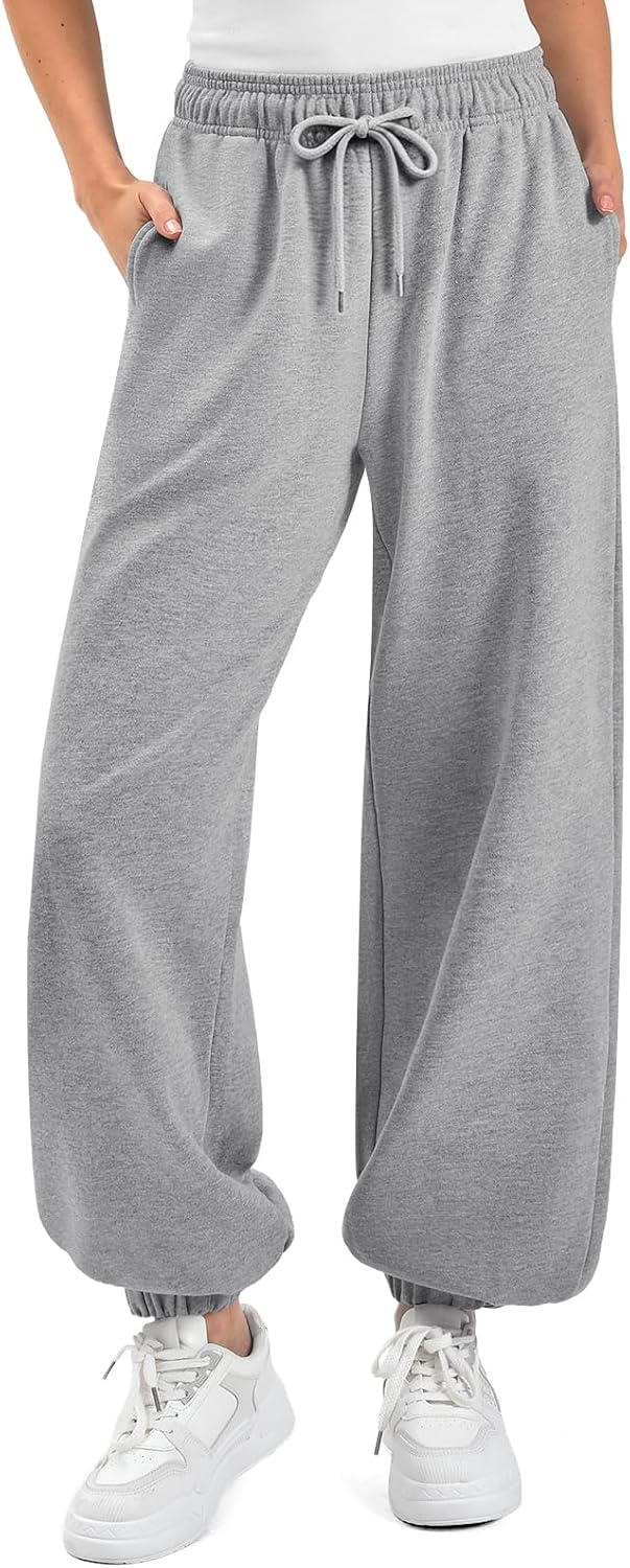 SINOPHANT Sweatpants Women Baggy Joggers with Pockets Melange Grey M