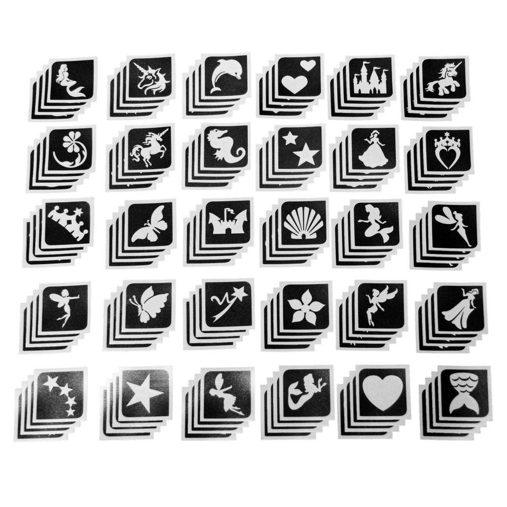 Buy Girls Glitter Tattoo Stencil Bulk Pack x 120 Midi Stencils