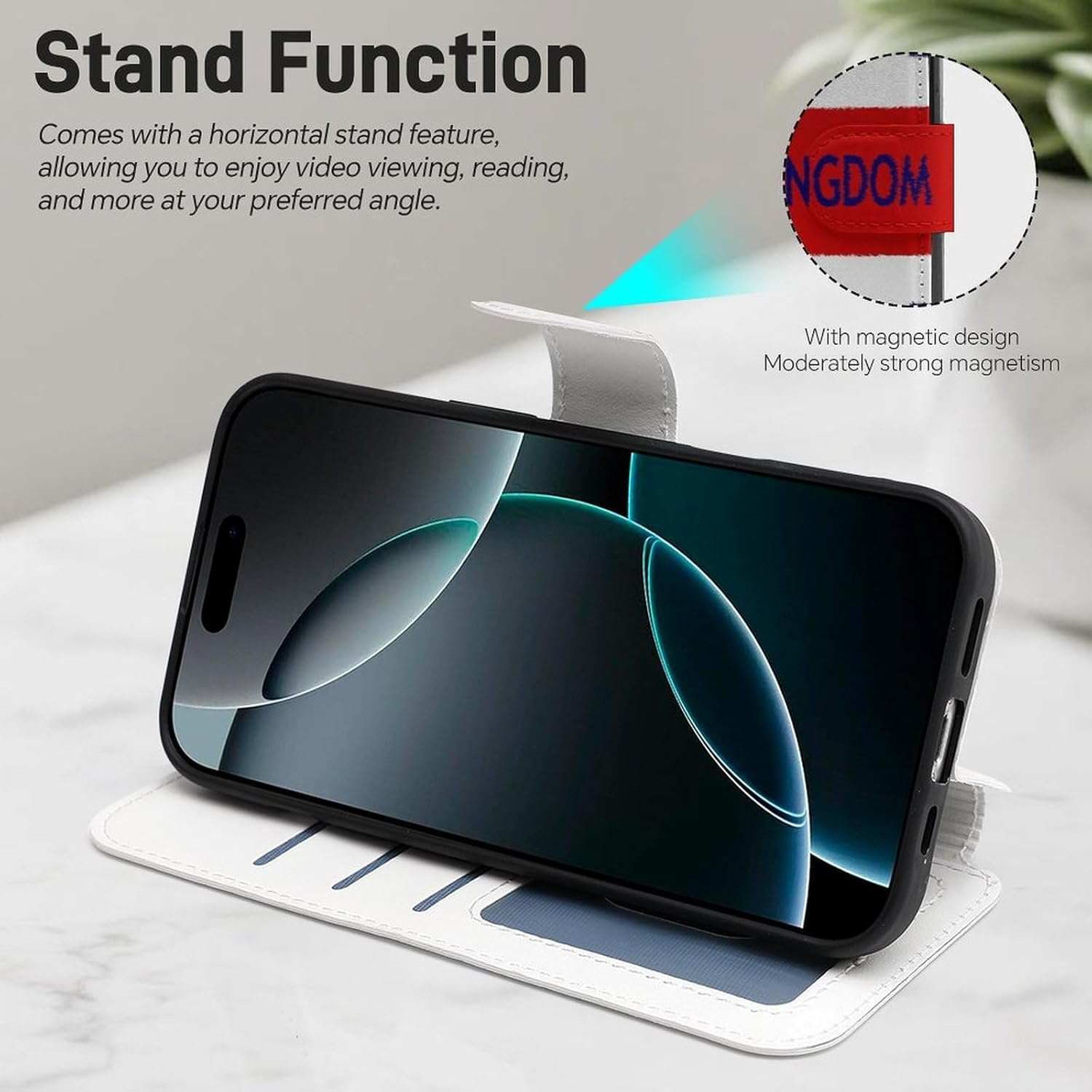 United Kingdom Flag British Compatible with iPhone 16/16 Plus/16 Pro/16 Pro Max/16 E Case Phone Wallet Card Holder Flip Cover with Wrist Strap