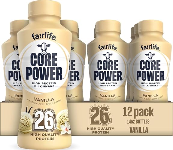 Core Power Protein Shake, Vanilla, 26g Bottle, 14oz, 12 Pack - Vanilla - 14 Fl Oz (Pack of 12)