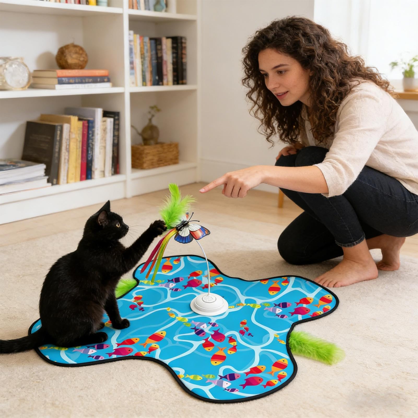 Automatisches Katzenspielzeug Wiederaufladbares Bewegungsspiel Mit | 3 Geschwindigkeiten Anregendes Spielzeug Mit Schmetterling Für Wohnzimmer Küche