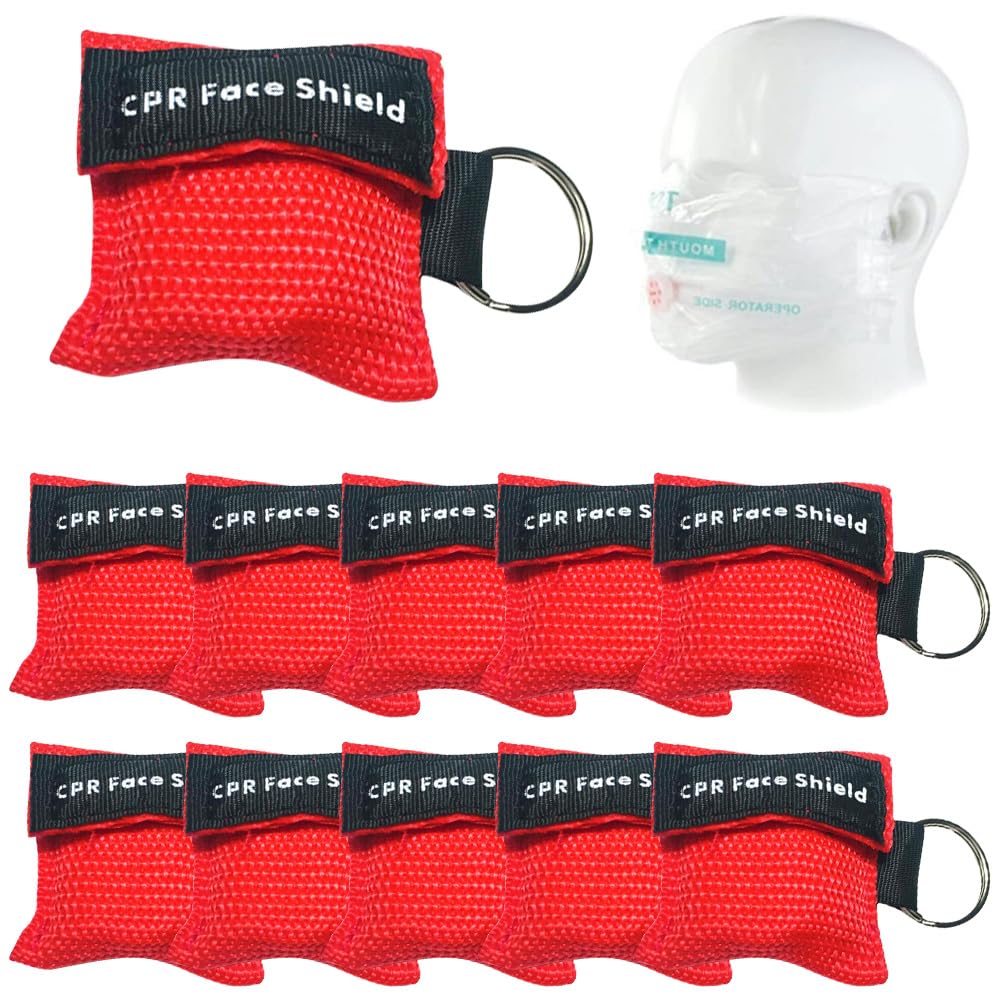 Pocket Mask 10 Pezzi Rosso Lunghezza 5Cm Larghezza 5.5Cm Mascherina Respirazione Primo Soccorso Bocca A Bocca
