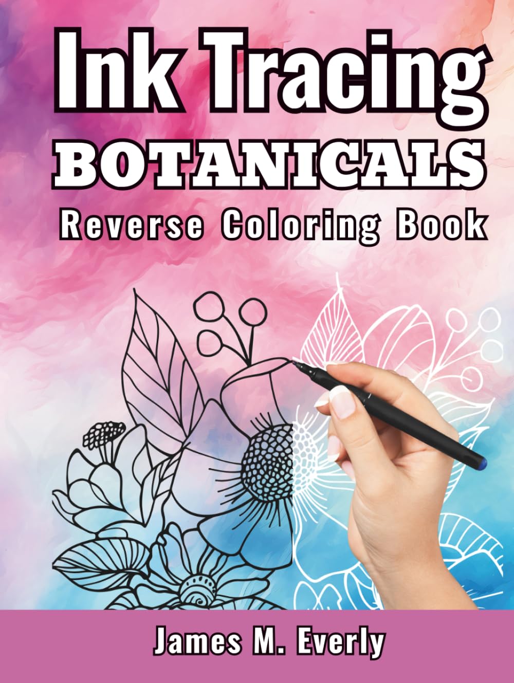 Livre de coloriage inversé floral art aquarelle pour la relaxation de l'esprit