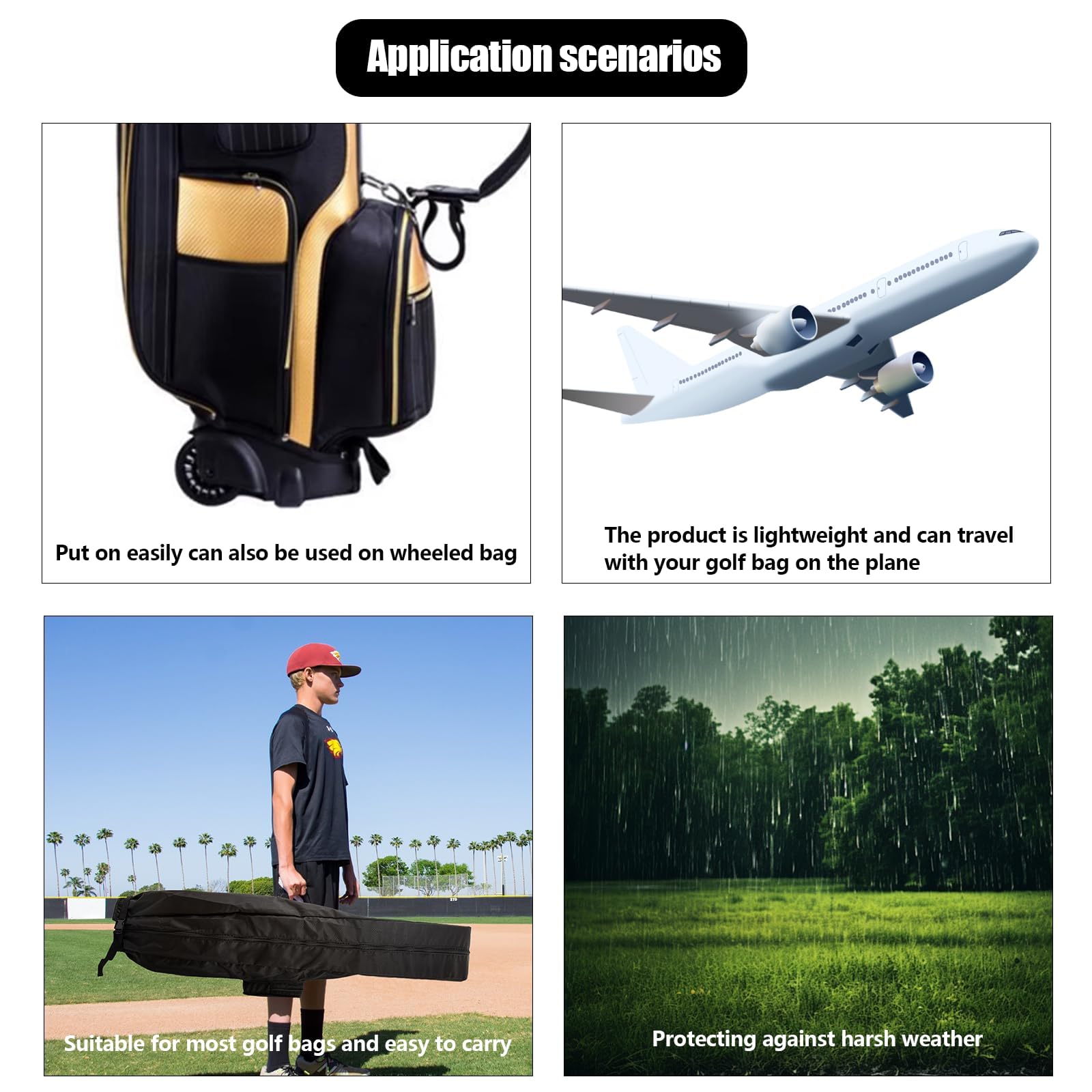 Housse de voyage de golf imperméable pliable en polyuréthane taille universelle