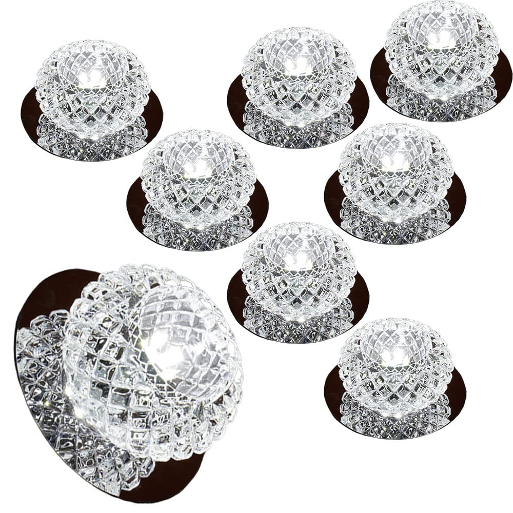 GTHTUHFD Modern Creativity 8 Pack Led Crystal Atmosphere Downlight 3W/5W Multicolor Crystal Ceiling Light,Baffle Trim, Led Recessed Downlight For Dining Room Living Room Bedr,White-5W