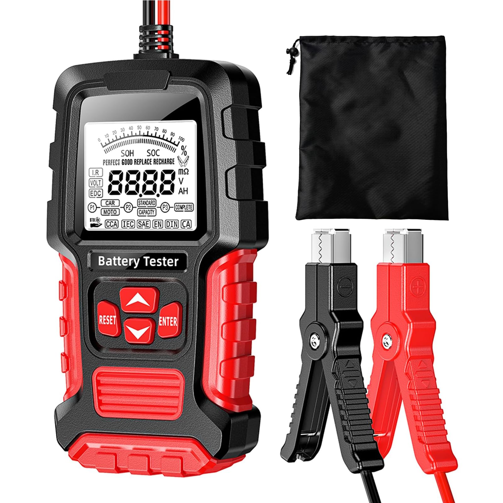 Tester akumulatora samochodowego 100-2000 CCA 12 V/24 V, tester akumulatora samochodowego 3 Ah – 200 Ah, system ładowania samochodu, narzędzie skanujące do testowania baterii cyfrowych Analizator