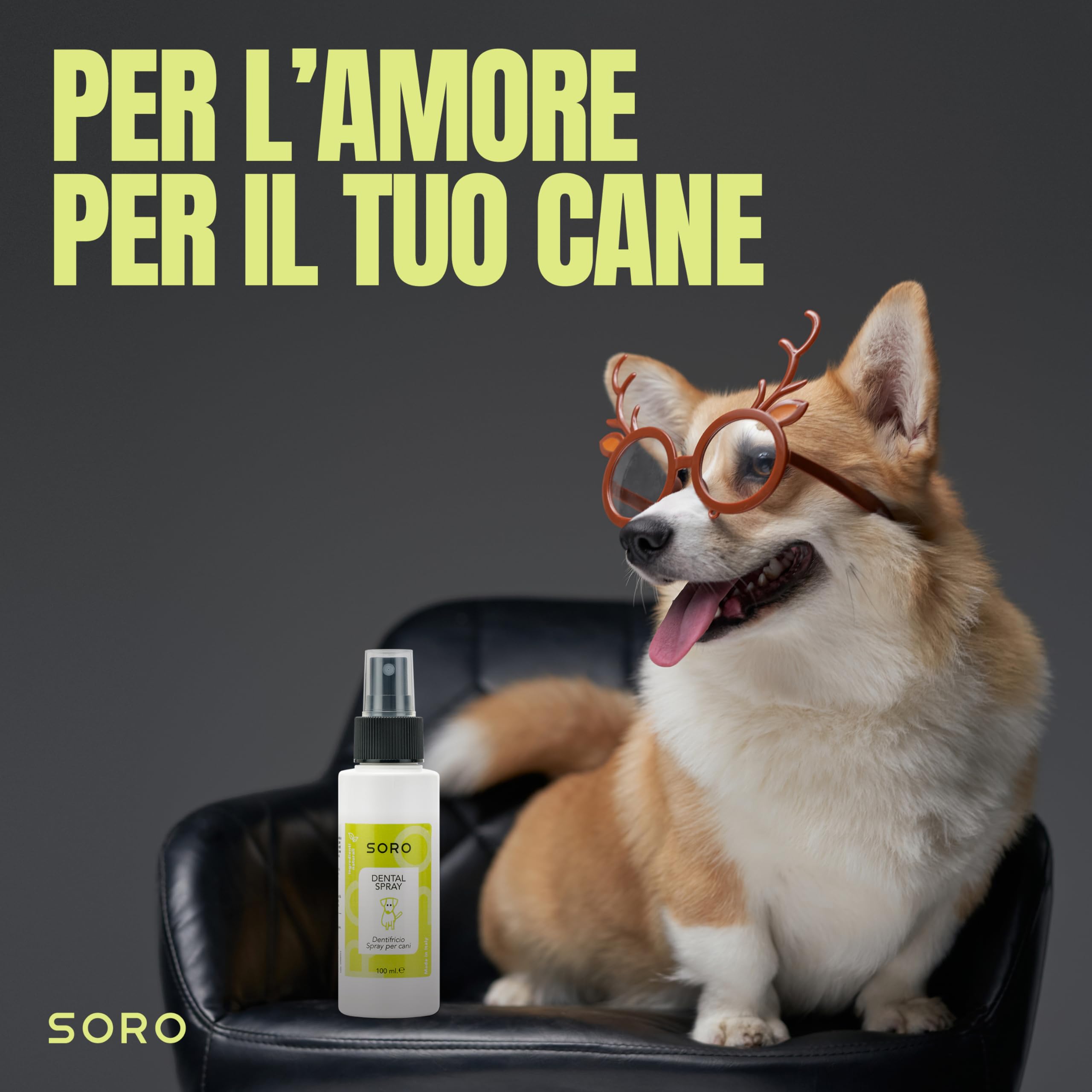 Soro Dentifricio Spray per Cani 100ml Pulizia Denti Alito Cattivo