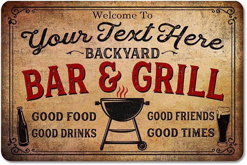 Personalized Backyard Bar and Grill Sign Patio Grillmaster Decor Outdoor Bar Home Bar BBQ Custom Sign Dad Name Gift 8x12 108120074001