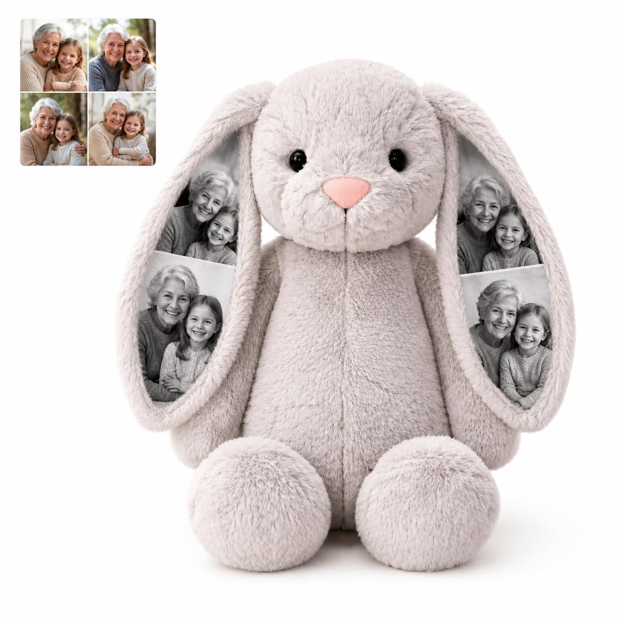VEELU Personalised Photo Memory Bunny Custom Picture Bunny Plush Hidden Ear Memorial Baby Loss Keepsake Custom Gift for Birthday Anniversary for Women Girlfriend Wife — image 1