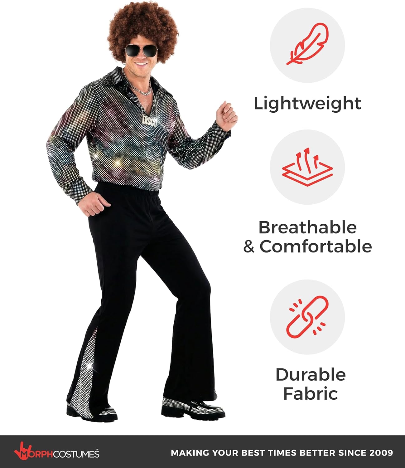 Morph 70s Outfits For Men, Men 70s Outfits For Adults, Mens Disco Costume, Men's Disco Costume, Halloween Costumes Adult