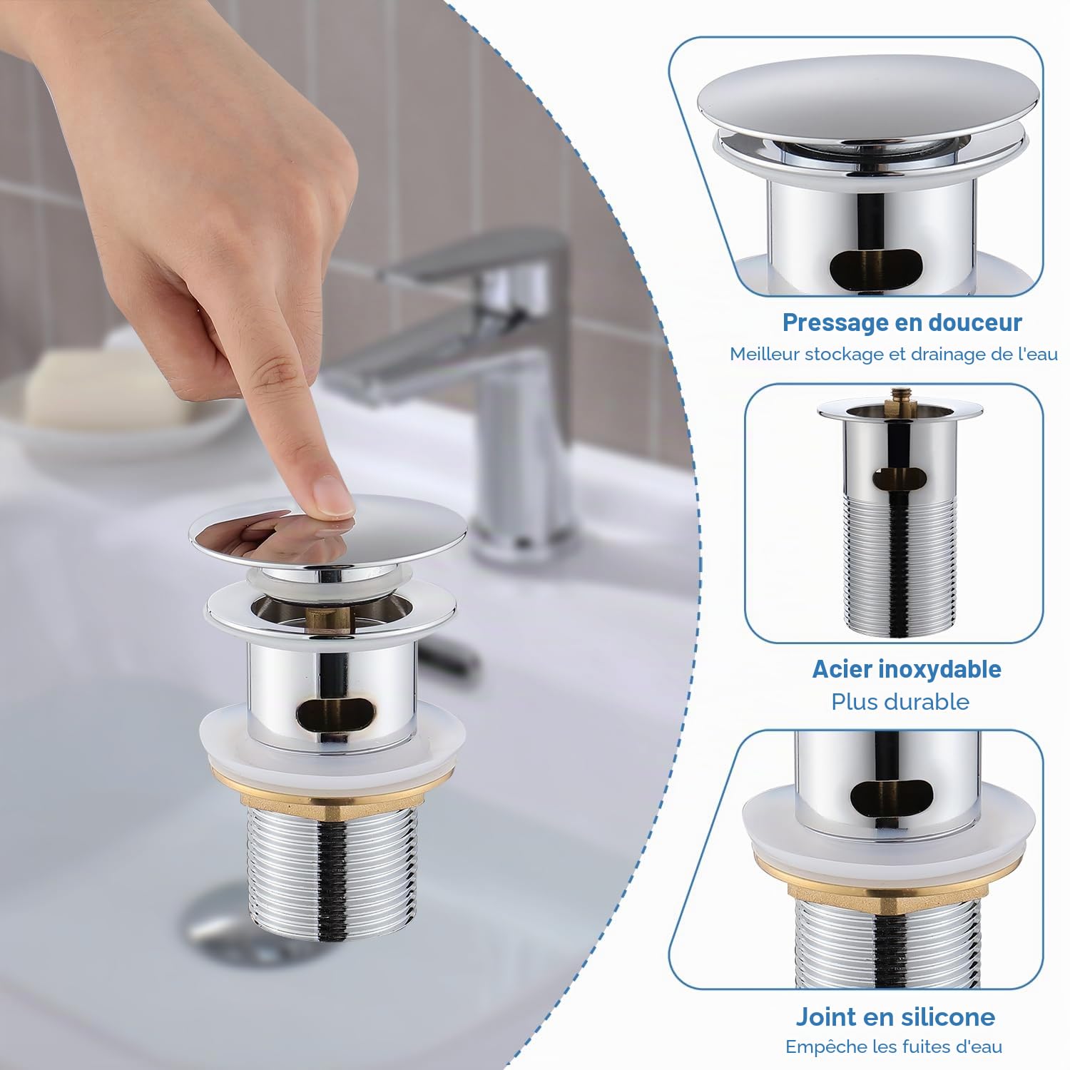 Decaura robinet salle bain en laiton avec bonde de lavabo G1" 1/4