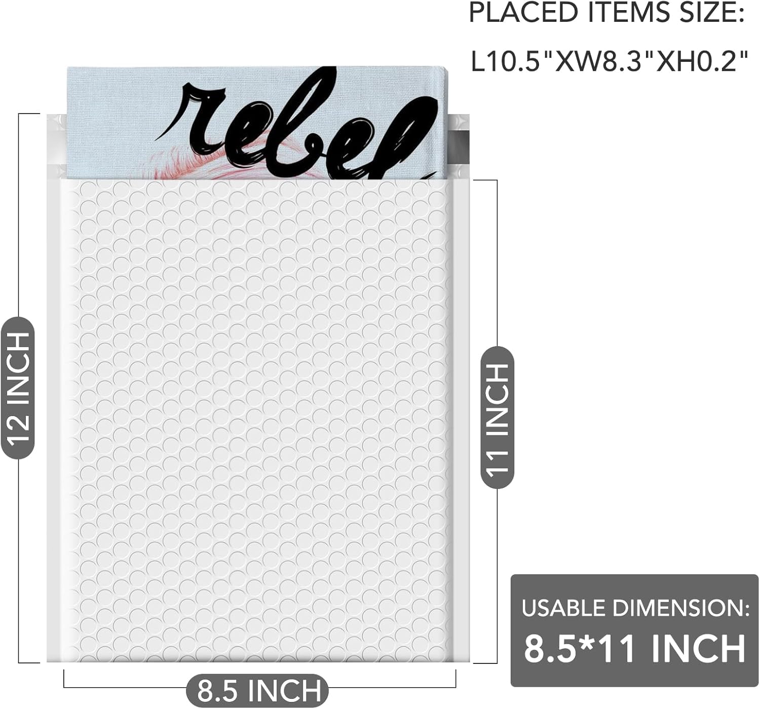 GSSUSA White Bubble Mailers 8.5x12 Large Padded Envelopes 250 Pack Strong Adhesion Bubble Mailer Self-Seal Bubble Envelopes for Mailing Clothes,Magazines