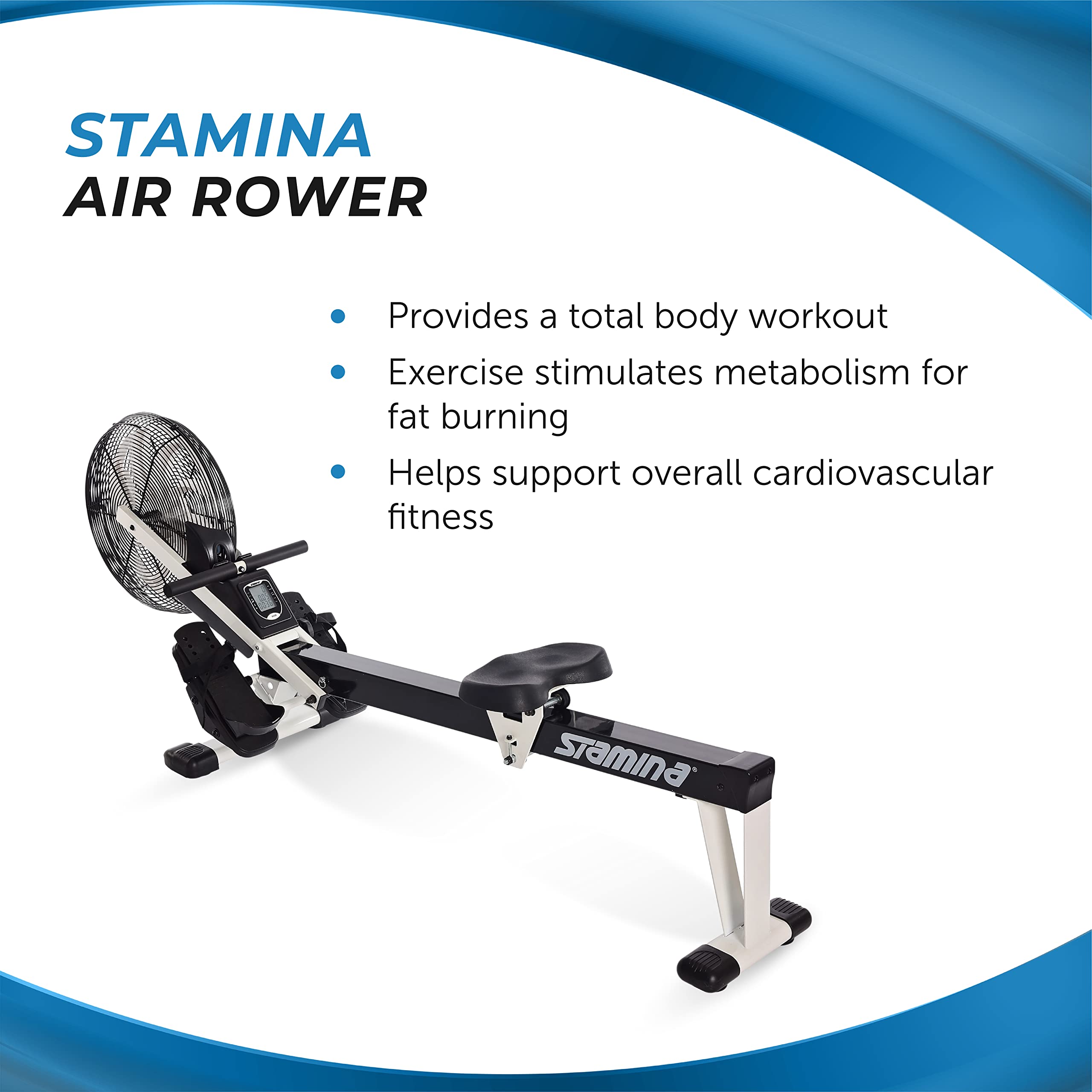 Air Rower - Máquina de remo con aplicación de entrenamiento inteligente - Máquina de remo con resistencia al aire para gimnasio en casa - Capacidad de peso de hasta 250 libras - Negro/Blanco 2