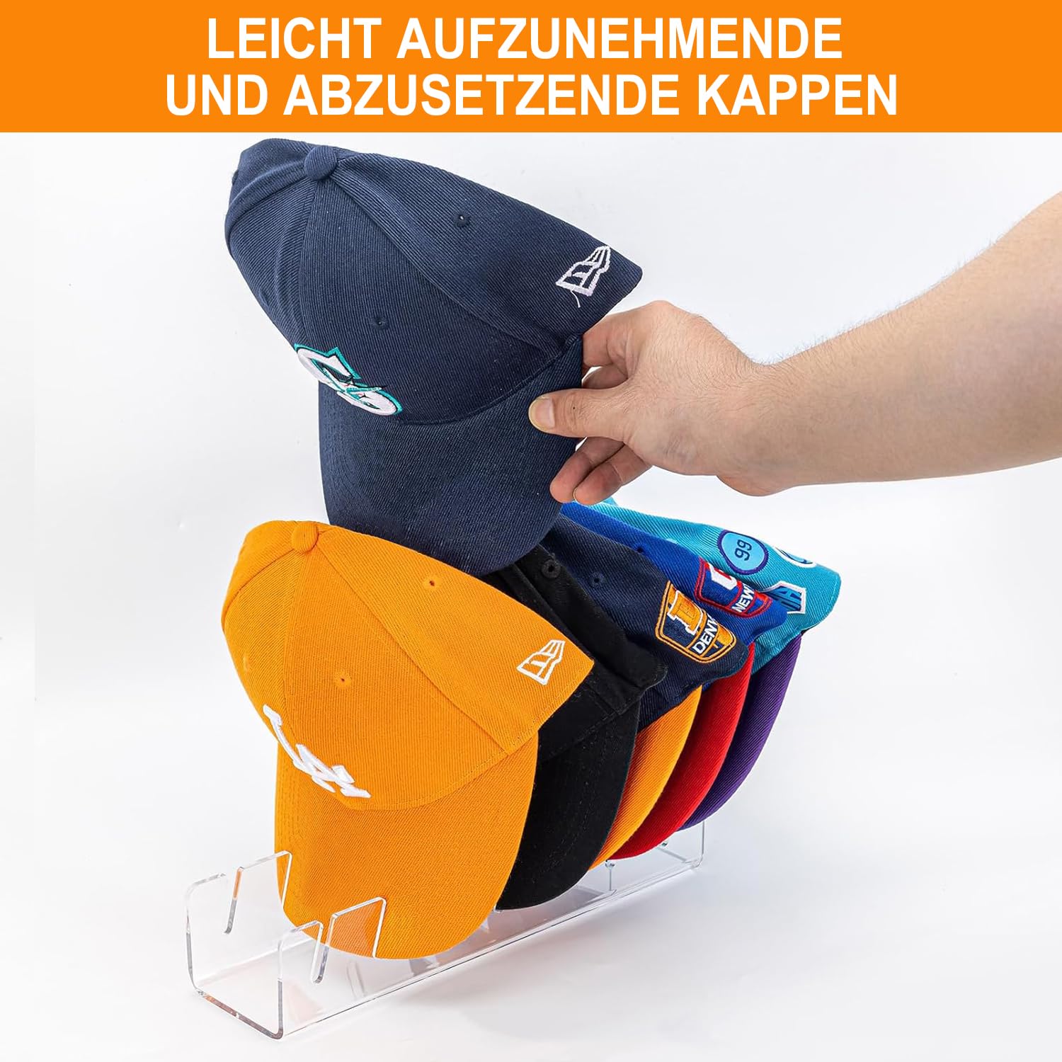 Supporto Cappelli Acrilico Trasparente - 2 Pezzi, Per Max 14 Cappelli, Senza Installazione, Per Armadio O Esposizione - Foto 2