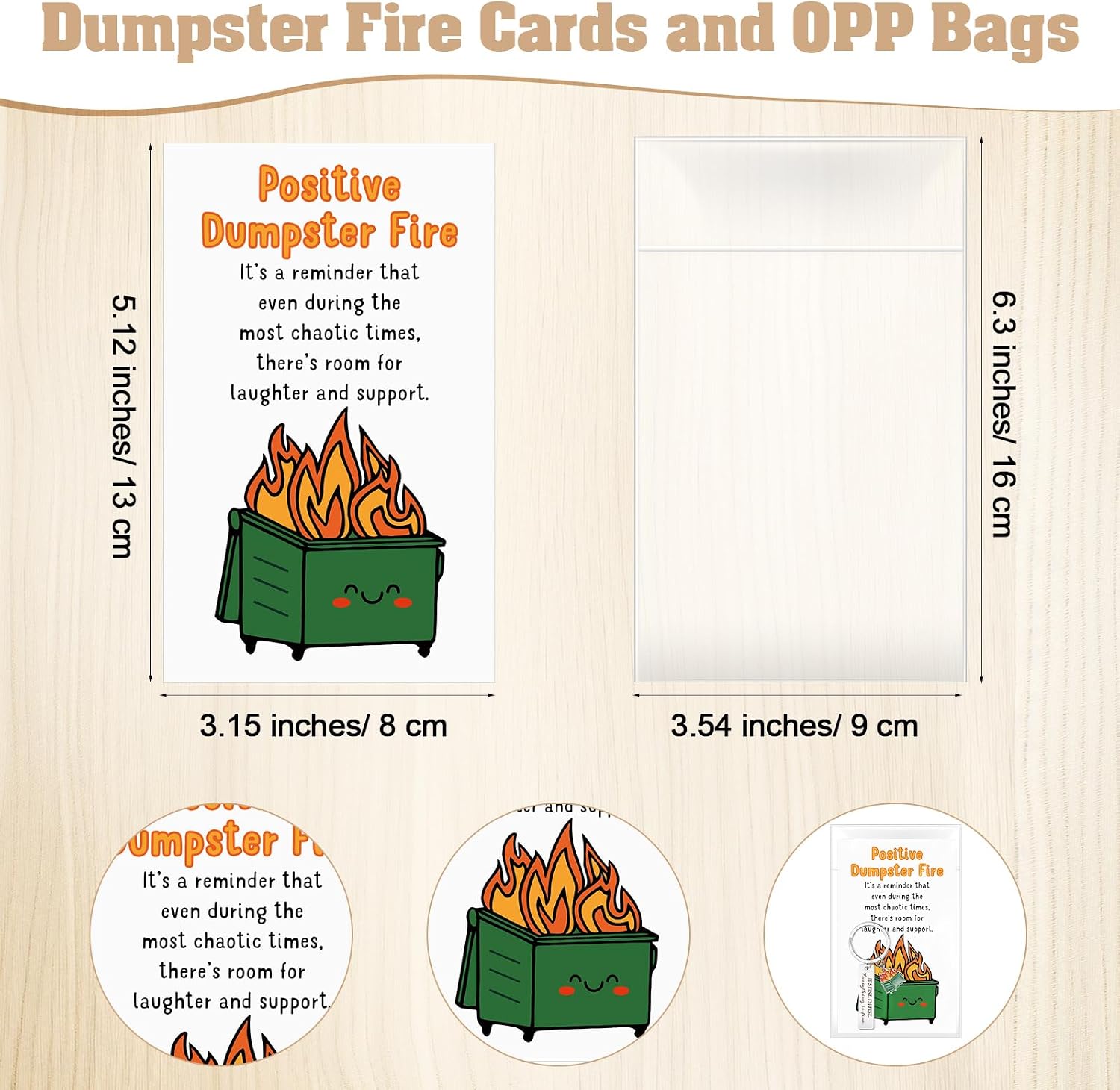 Equsion Dumpster Fire Gift for Coworker Dumpster Fire Keychain Card Positive Employee Appreciation Gift for Office Team Staff