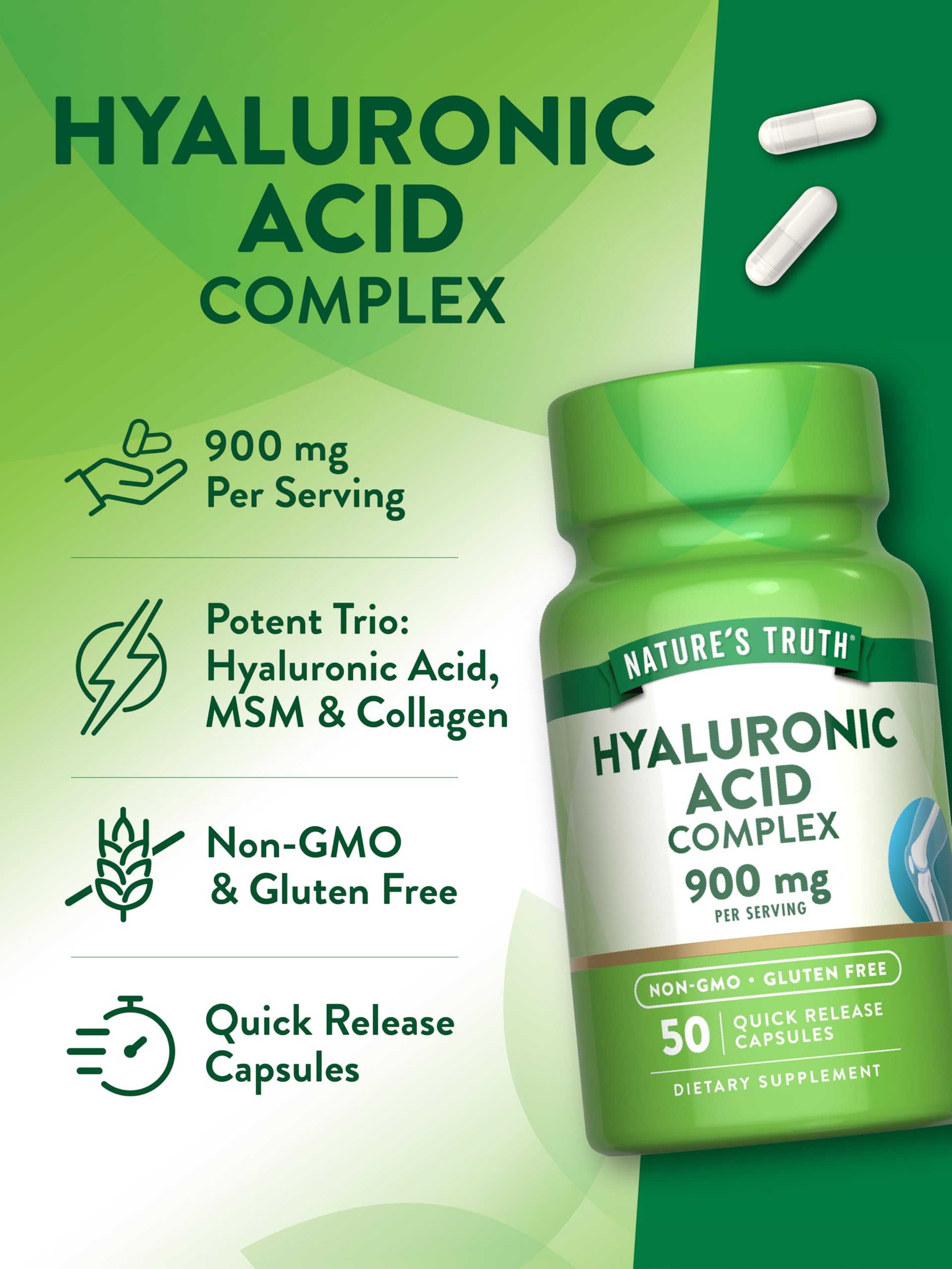 Nature's Truth Hyaluronic Acid 900 mg Capsules, 50 Count — Amazon image 5