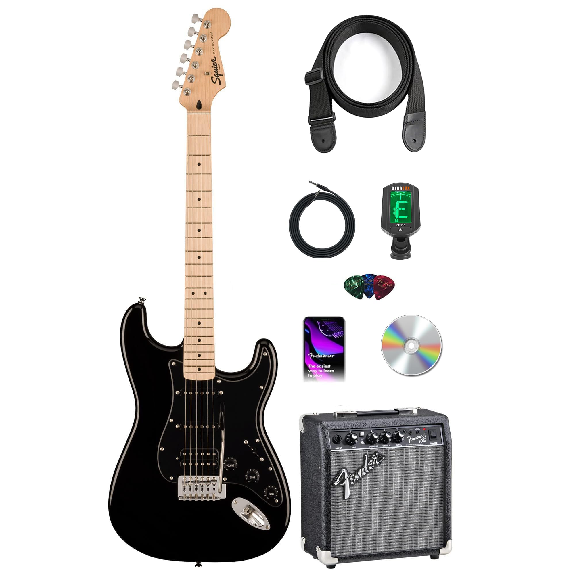Amazon.com: Fender Squier Sonic Stratocaster HSS - Black Bundle