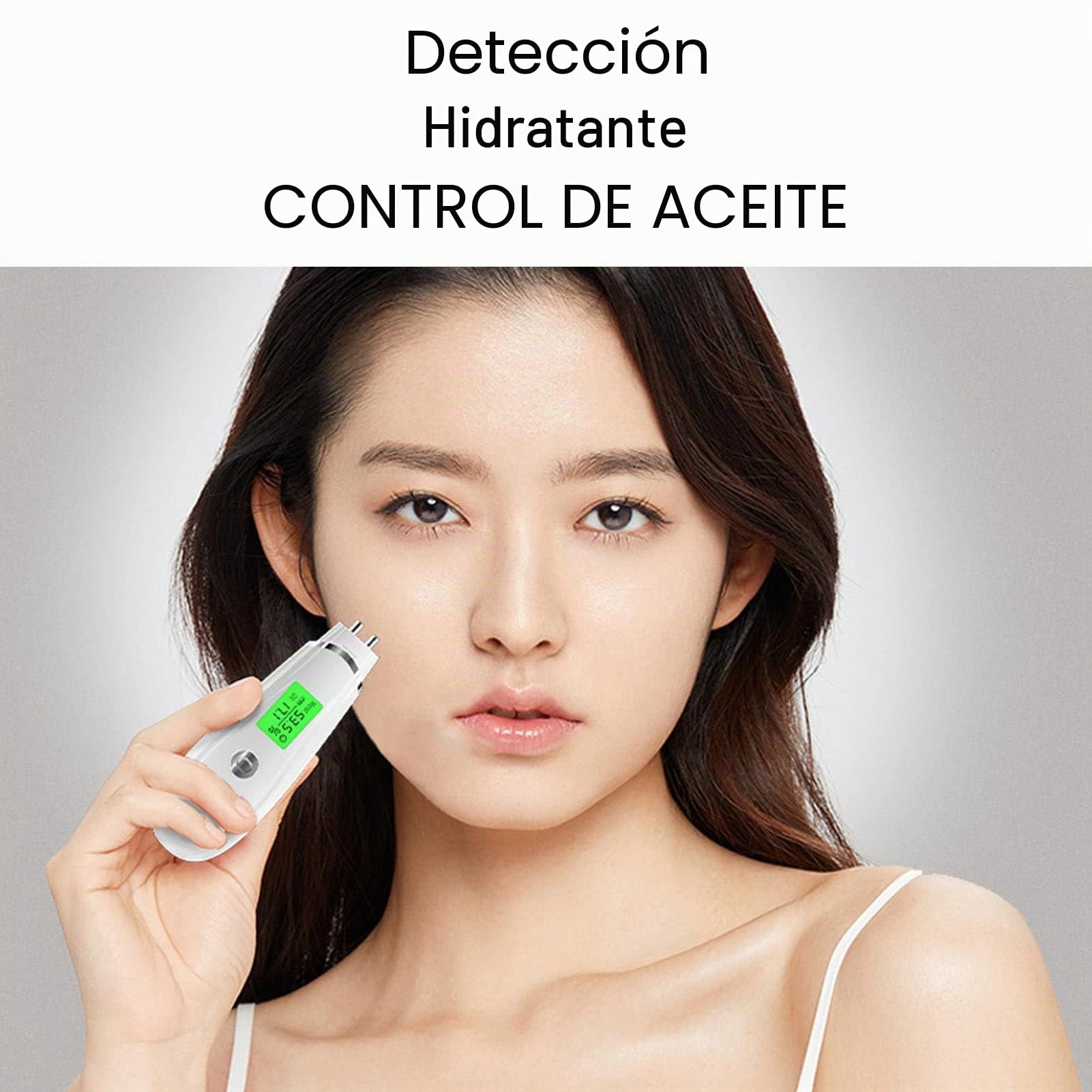Detector digital de piel portátil, detector de humedad facial blanco, analizador de humedad del contenido de aceite de la piel