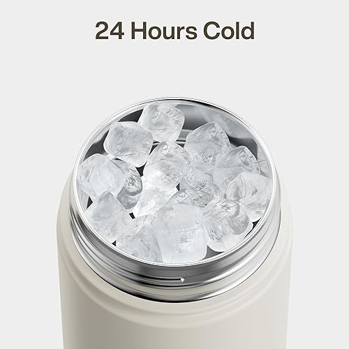 Miniatura 4 de ENCOOL Botella de agua aislada con pajilla, de acero inoxidable, a prueba de fugas, sin BPA, al vacío de doble pared que se mantiene fría durante 24