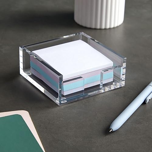 Miniatura 2 de Juvale Soporte para notas adhesivas, acrílico transparente, 3.9 x 3.9 x 1.6 pulgadas, accesorio y organizador de escritorio, dispensador para notas