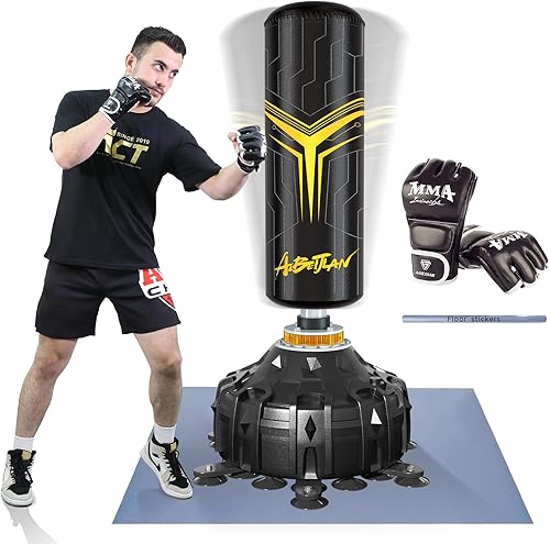 Miniatura 7 de AIBEIJIAN Saco de boxeo con soporte para adultos de 70 pulgadas con guantes de boxeo, bolsa de boxeo con soporte, amortiguador, base de ventosa,
