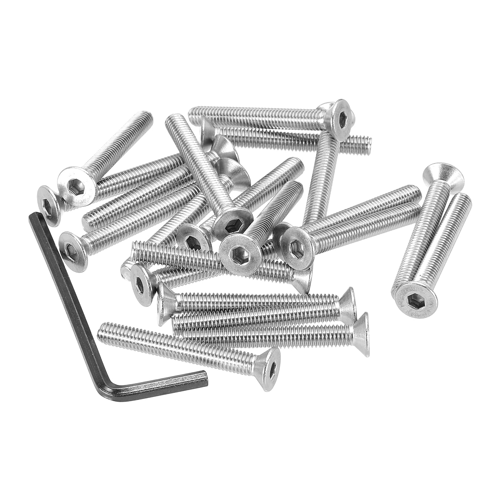 PATIKIL #10-32 x 1-1/2" Flat Head Socket Cap Screws, 20Pcs Countersunk Bolts Head Machine Screws 304 Stainless Steel (18-8) UNF Socket Drive Bolt Fasteners for Industry Machinery Household