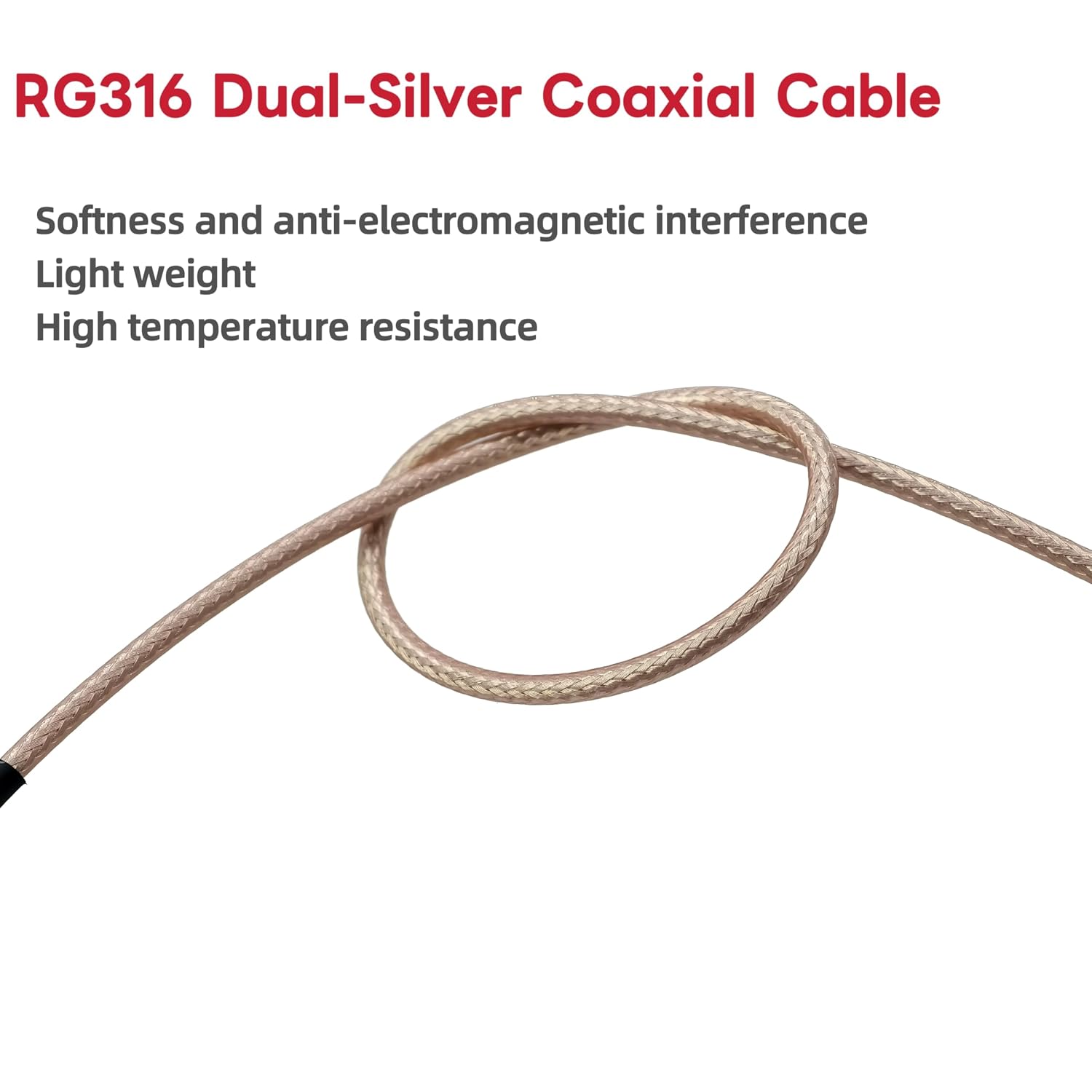 RG316 SMA Male to Male Cable 25FT, Low Loss 50 Ohm SMA Extension Cable for for WiFi Antenna, Router, SDR, FPV, GPS, Test Equipment