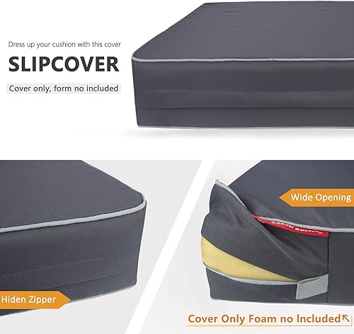 Miniatura 3 de Porch Shield Juego de 4 fundas de cojín para patio al aire libre, impermeables, resistentes a la decoloración, 22 x 20 x 4 pulgadas, color gris