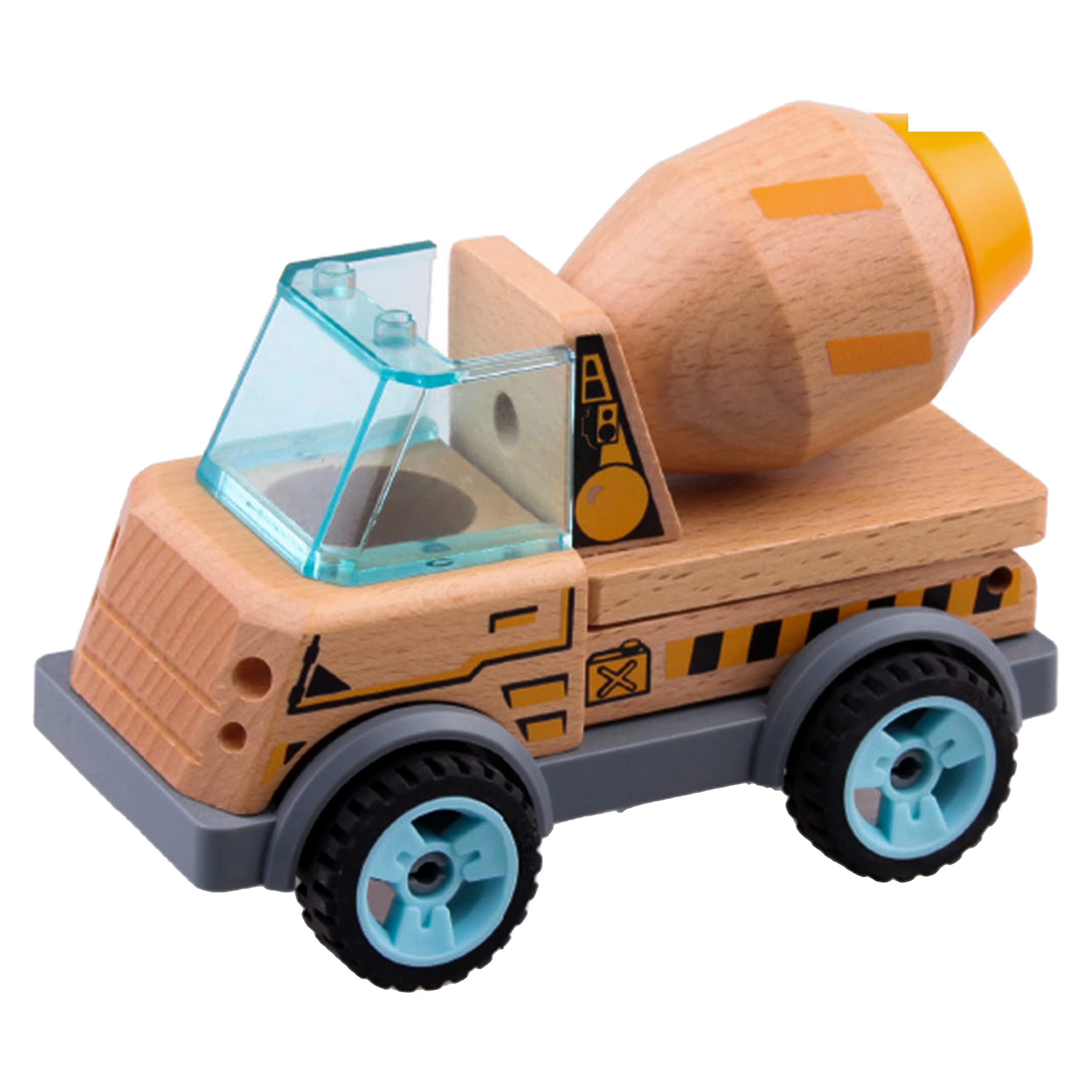 Udeas Transforming Concrete Mixer Toy Made of a Wooden Base, Sandpit Toy with Educational Input, Toy from 3 Years with Flexible Rotation Wheel