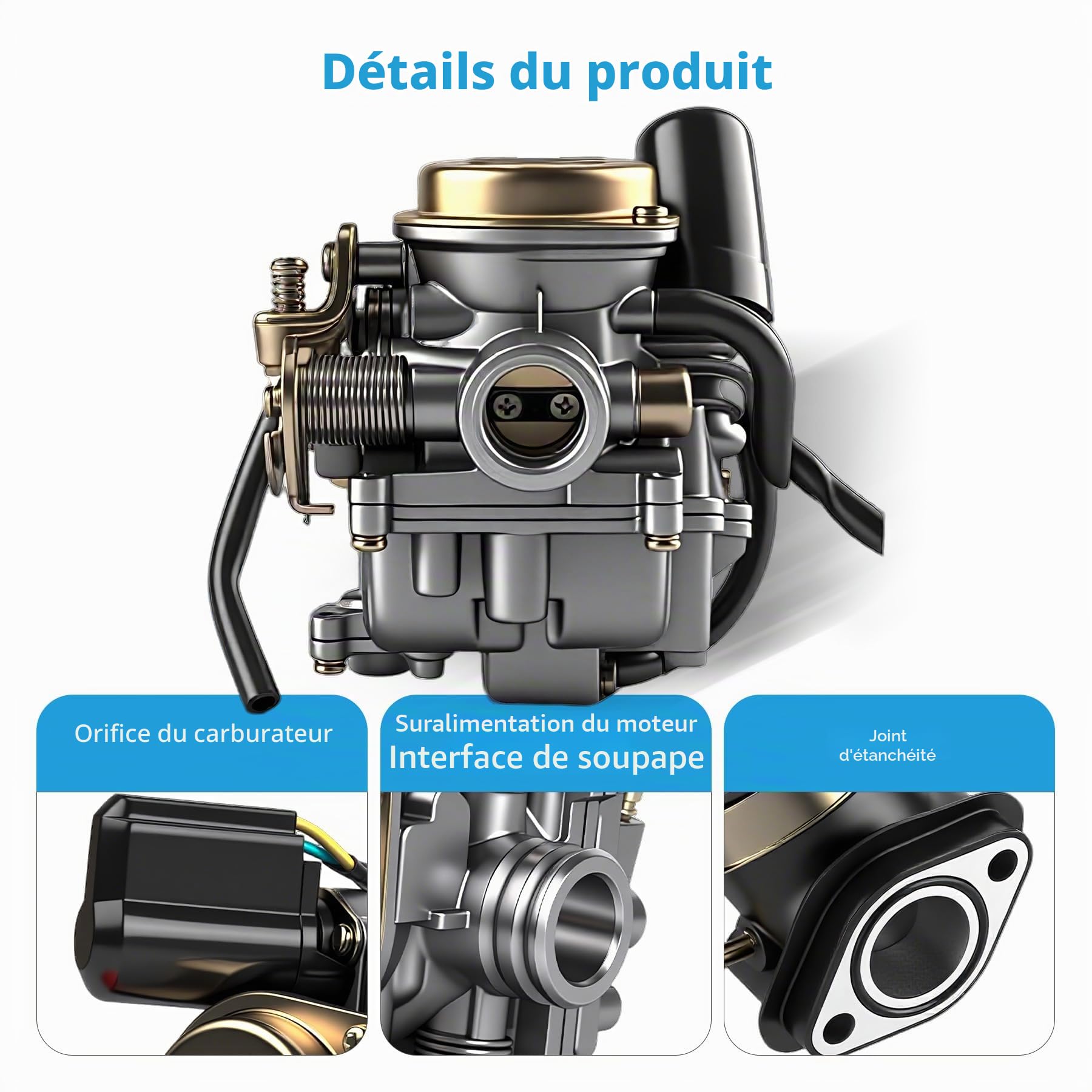 Carburateur à Scooter 50cc Carburateur 18mm pour Rex RS 400 /RS 450 /RS 460 /GY6 50cc E-Choke