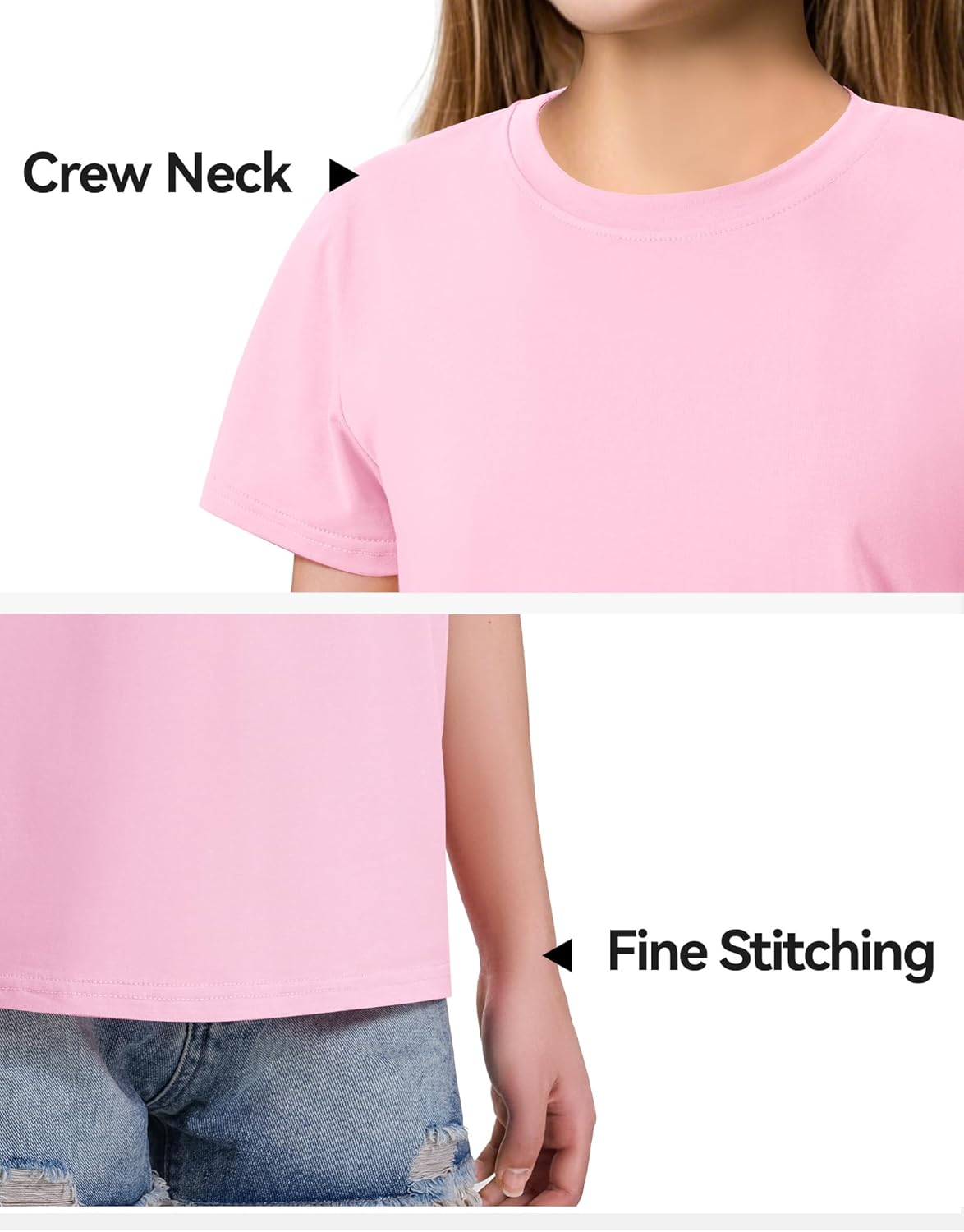 KEREDA Girls Shirts Short Sleeve Soft Cotton T-Shirts Plain Tees Tops Clothes for Kids - Image 6