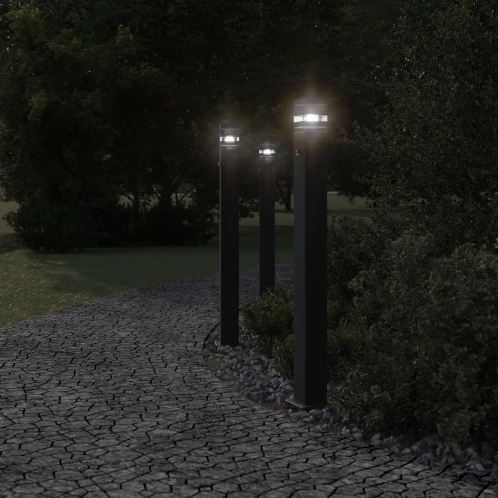 LAPOOH Lampada da Terra per Esterni con Sensore Nera 110cm Alluminio,Lampade da Terra,Lampada da Terra Moderna,Lampade da Terra per Soggiorno-4006403