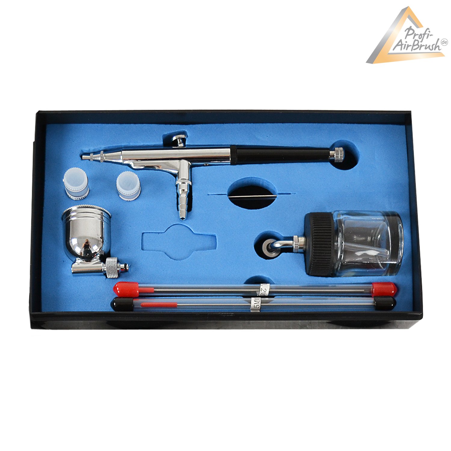 SET AEROGRAFO PROFESSIONALE Compact II SET con: Compressore + Set 4 COLORI + 6 STENCIL tatuaggi + AEROPENNA universale a doppia azione + 3 aghi + tazza colori + tubo + 2 supporti aerografo