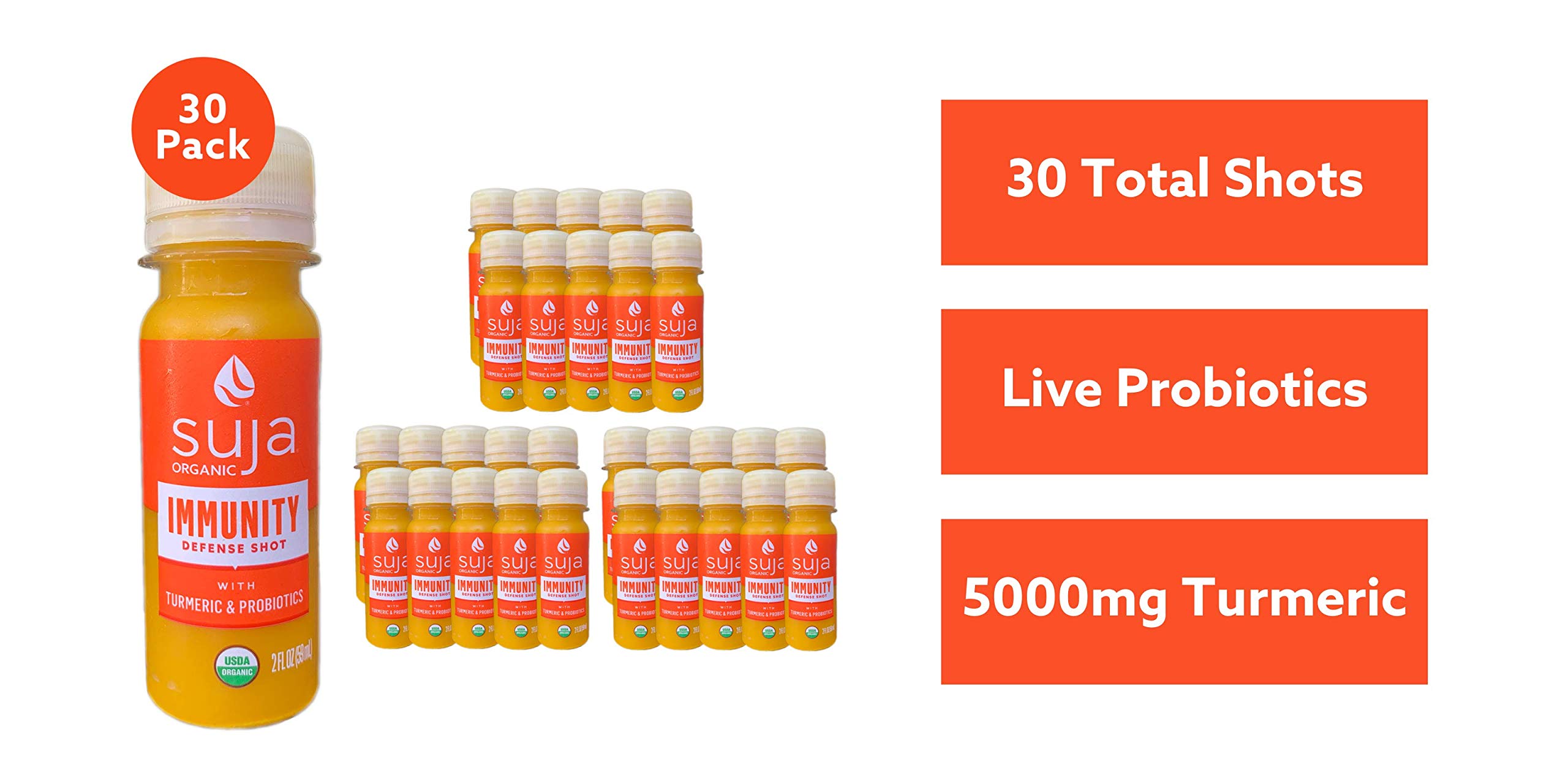 Suja Organic Immunity Defense Shot (30 Pack) with Turmeric and Ginger Immunity Boost & Support