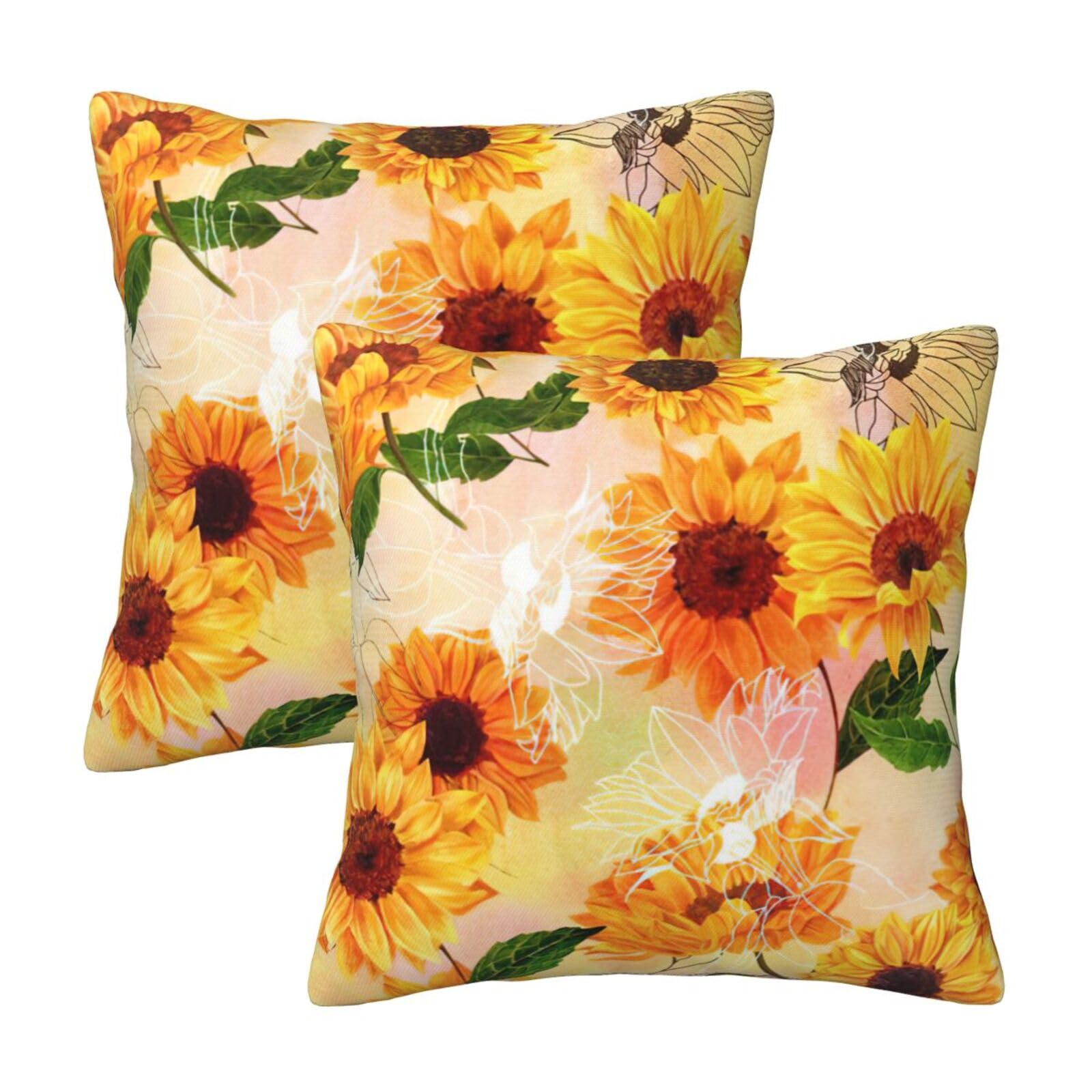 RRhgipp Beautiful Sunflower Throw Pillow Cases Decorative Cushion Covers Couch Bed Sofa Decoration Xmas Gifts Bed