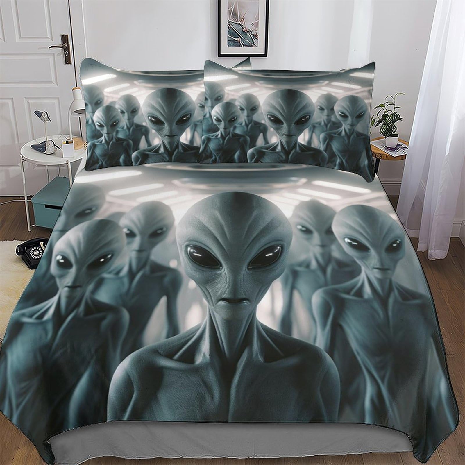Parures de lit extraterrestre anti-plis pour un couchage king size