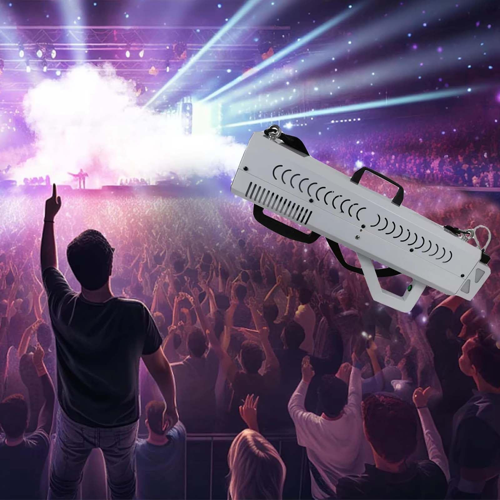 Macchina del Fumo Portatile, 6 LED RGB da 3 W, Attrezzatura per Effetti Scenici per Dj, Eventi, Matrimoni, Spettacoli Teatrali, Macchina A Spruzzo Portatile per Discoteca, Gittata 6-8 M,Silver