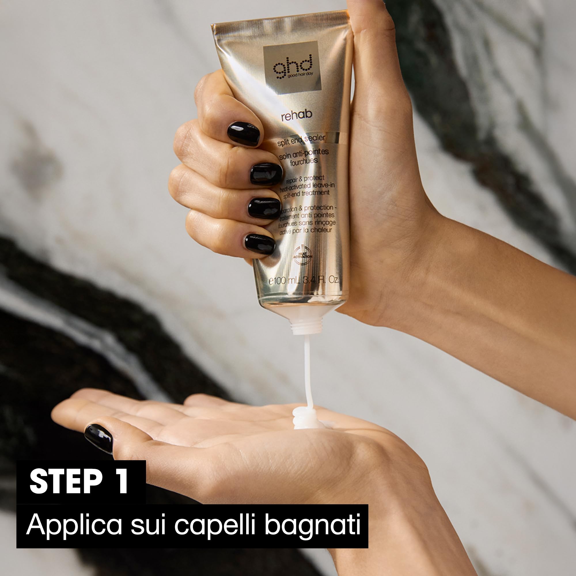 ghd Rehab Split End Sealer, Trattamento senza risciacquo attivato dal calore, per le doppie punte - 95 ml