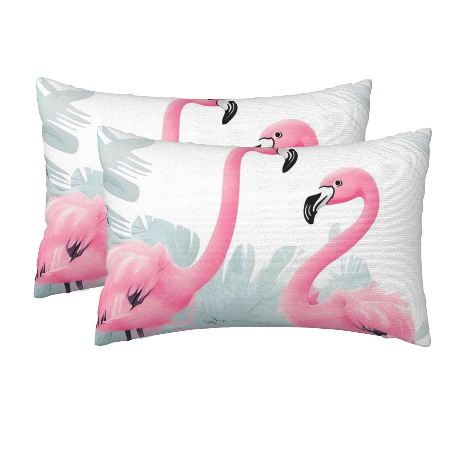 2 Pack Queen Pillow Cases with Hidden Zipper, Soft Breathable Pillow Covers for Hair and Skin, Love Flamingo Pillowcases 20"x30" Bed Pillow Protectors Cover for Sleeping Gifts