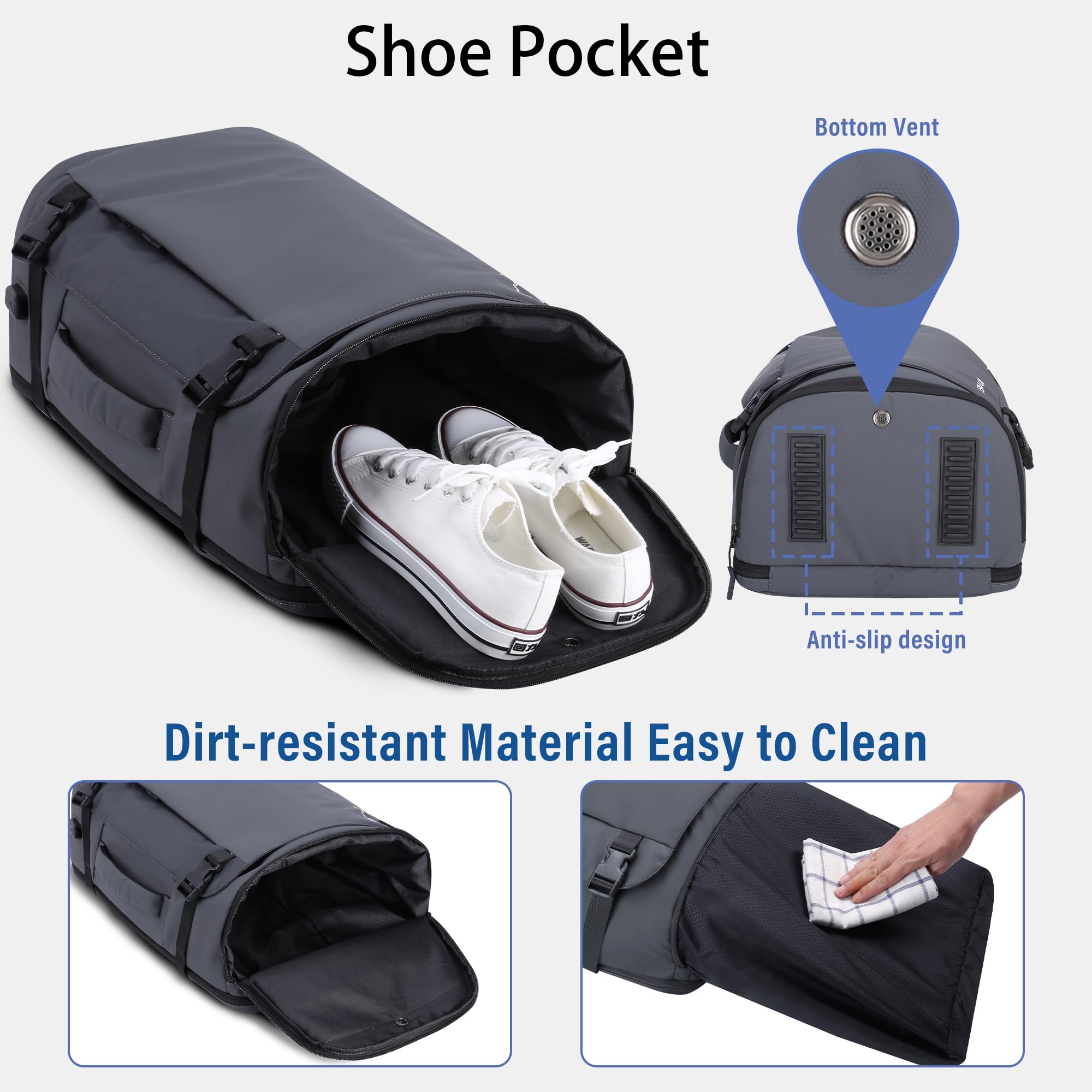 HOMIEE Sac à Dos de Voyage 40L, Sac à Dos Résistant à L'Eau pour Ordinateur Portable 15,6-17,3", Sac à Dos Cabine Bagages à Main, Sac à Dos de Voyage Avec Compartiment à Chaussures