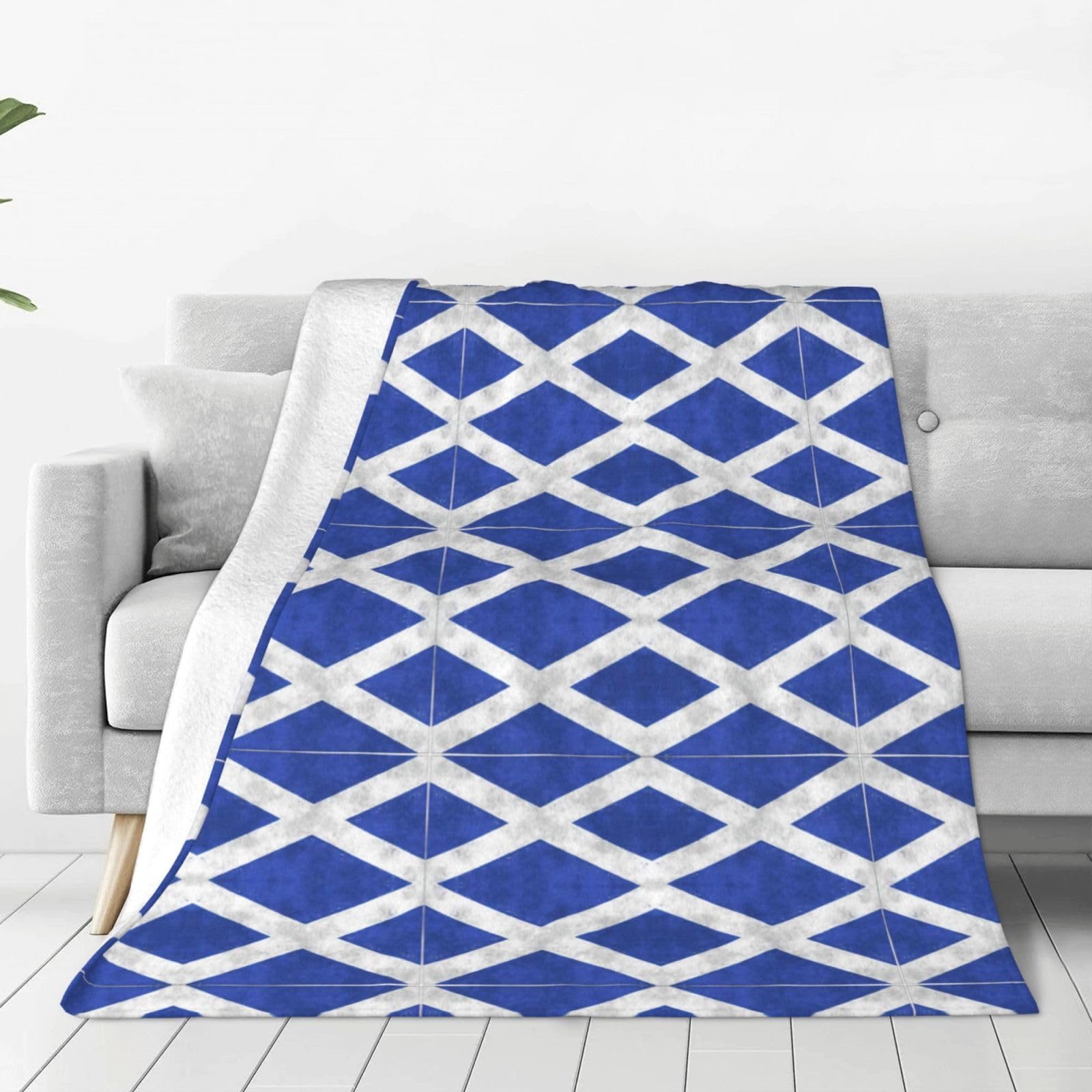 Couverture micro-polaire en flanelle de luxe au design écossais rétro et finitions soignées