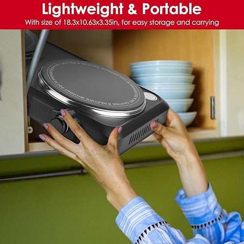 Miniatura 5 de KOCASO Quemador doble infrarrojo eléctrico de 2000 W, estufa eléctrica para cocinar, encimera de placa caliente de calefacción portátil, placa de